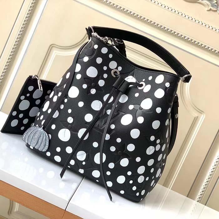 Louis Vuitton Women LVxYK NeoNoé MM Black White Embossed Grained Monogram Empreinte Cowhide