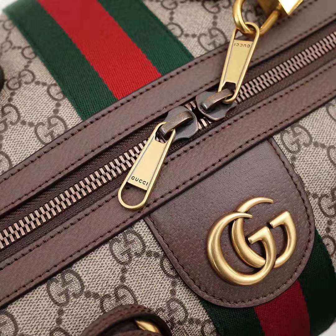 Gucci GG Unisex Ophidia GG Large Carry-On Duffle in Beige/Ebony GG Supreme Canvas
