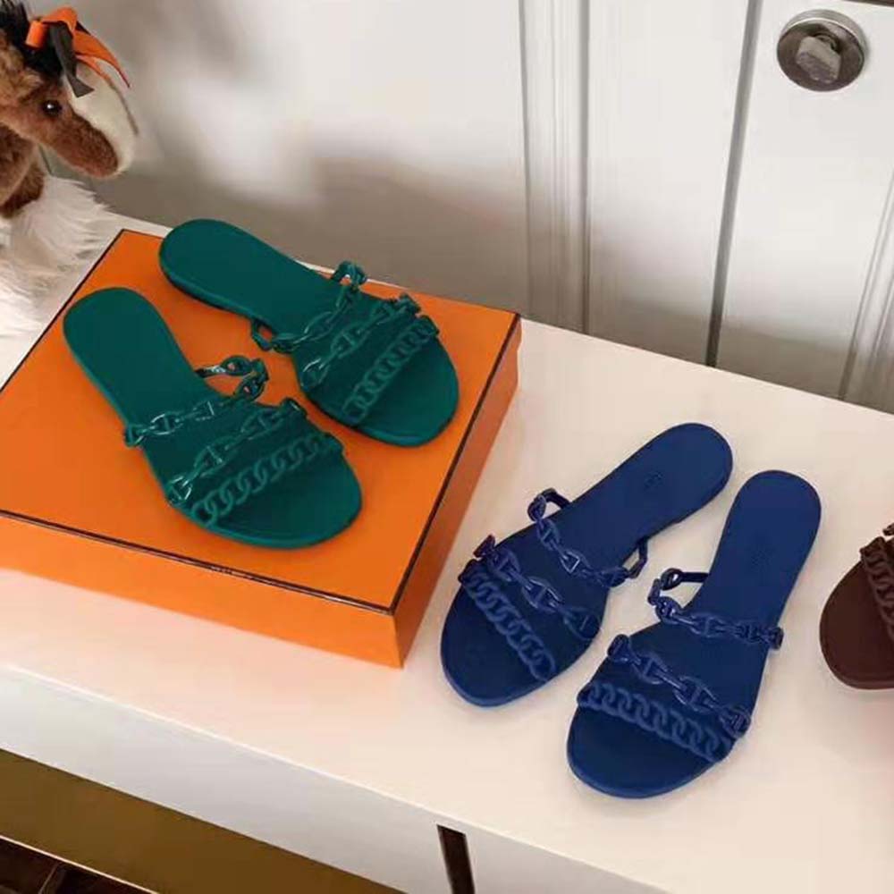 Hermes Women Rivage Sandal Summe TPU Sole-Green