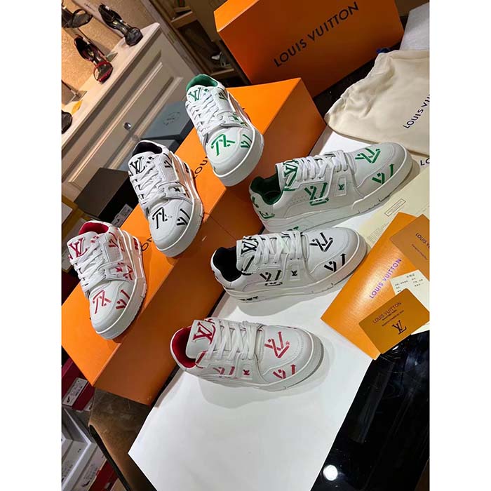 Louis Vuitton Unisex LV Trainer Sneaker Black Mix Sustainable Materials Monogram Flowers