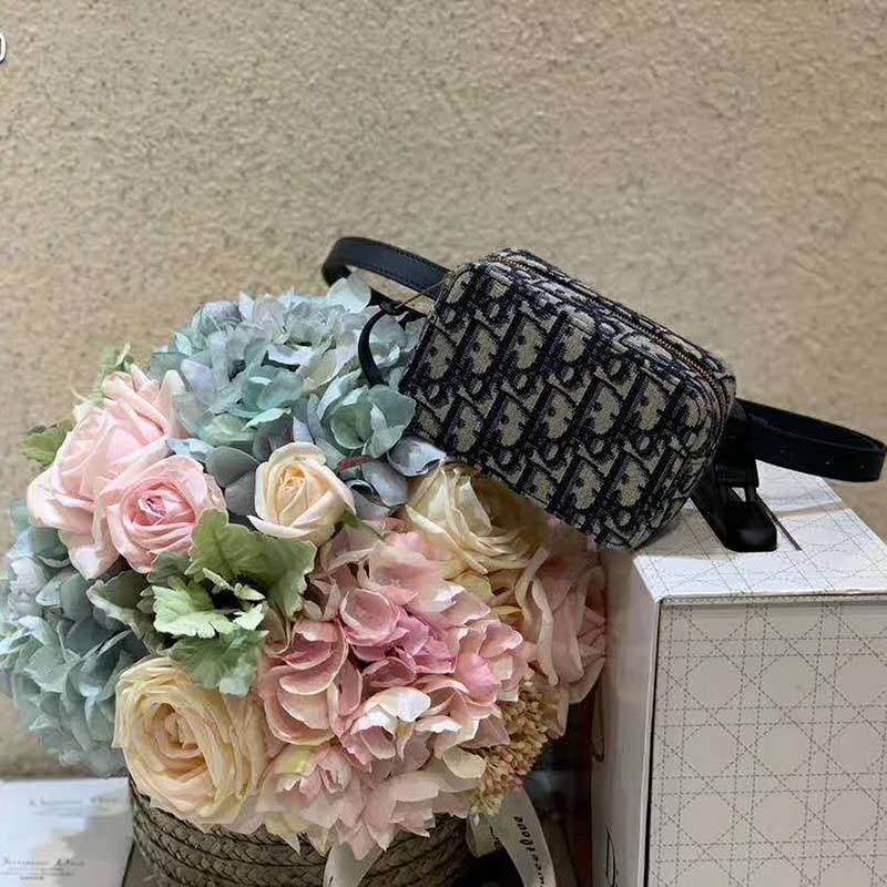 Dior Unisex Dior Oblique Belt Pouch Blue Dior Oblique Canvas