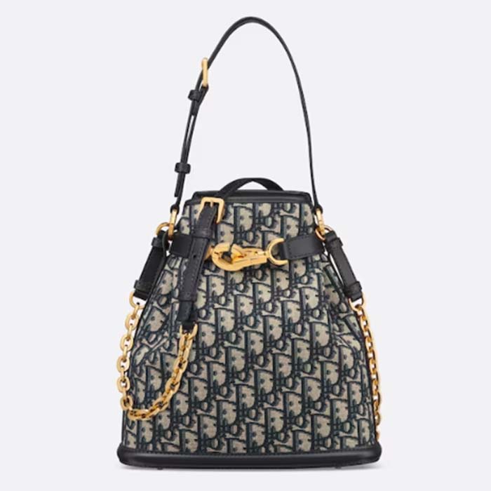 Dior Women CD Medium C’est Dior Bag Blue Dior Oblique Jacquard