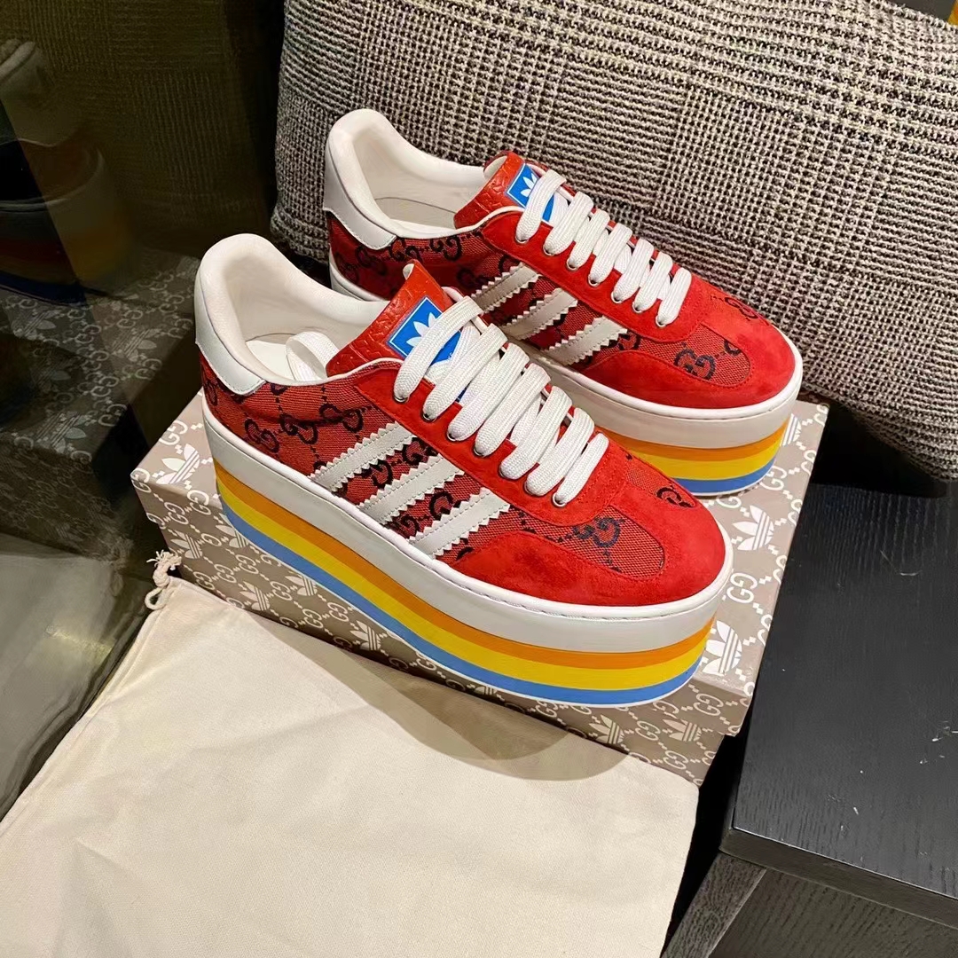 Gucci Women Adidas x Gucci GG Gazelle Sneaker Red Velvet Details Demetra