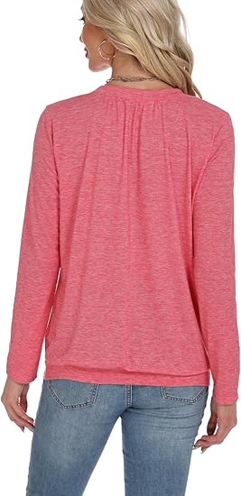 Women's long-sleeved V-neck casual shirt, basic T-shirt set, women's clothing, 2025.