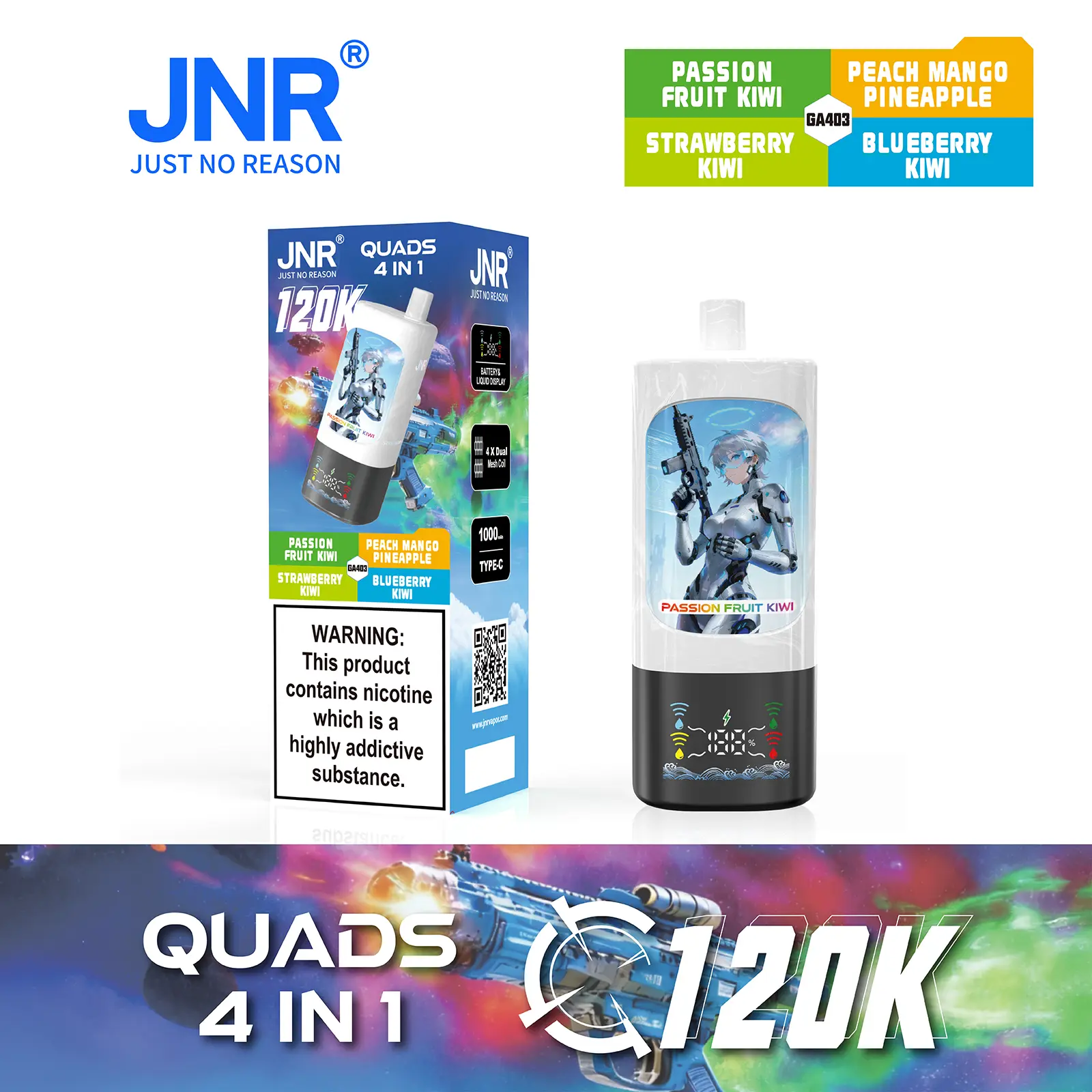 JNR Quads 4-in-1 120.000 Puffs Disposable Vape