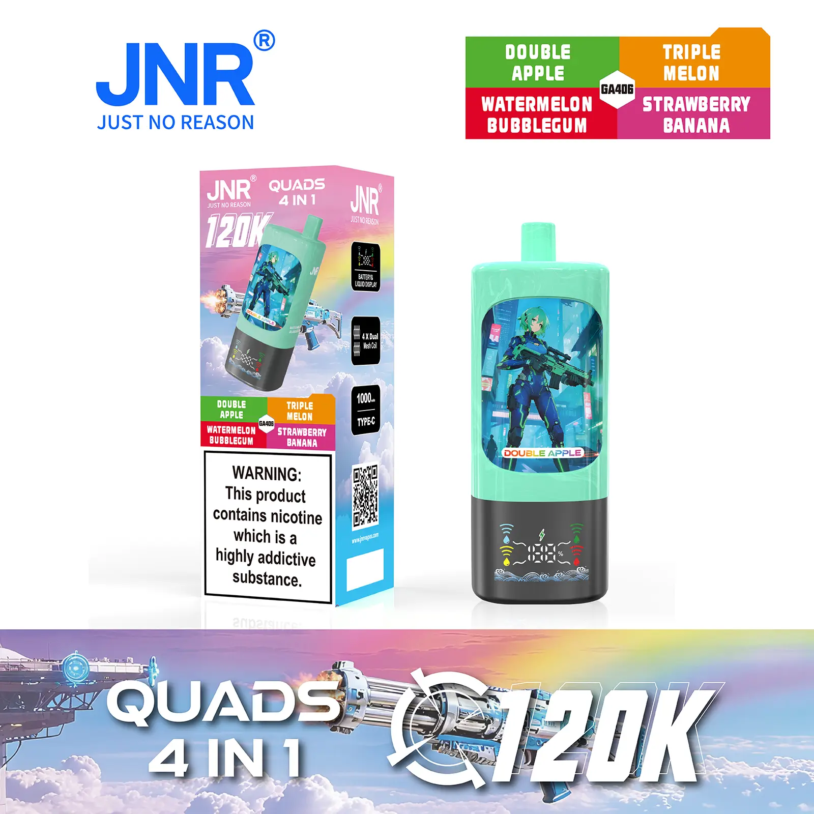 JNR Quads 4-in-1 120.000 Puffs Disposable Vape