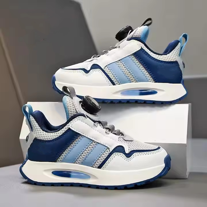 Children Sport Shoes Zapatillas Rotate Button Breathable Mesh Fashion Kids Shoes Boys Sneaker