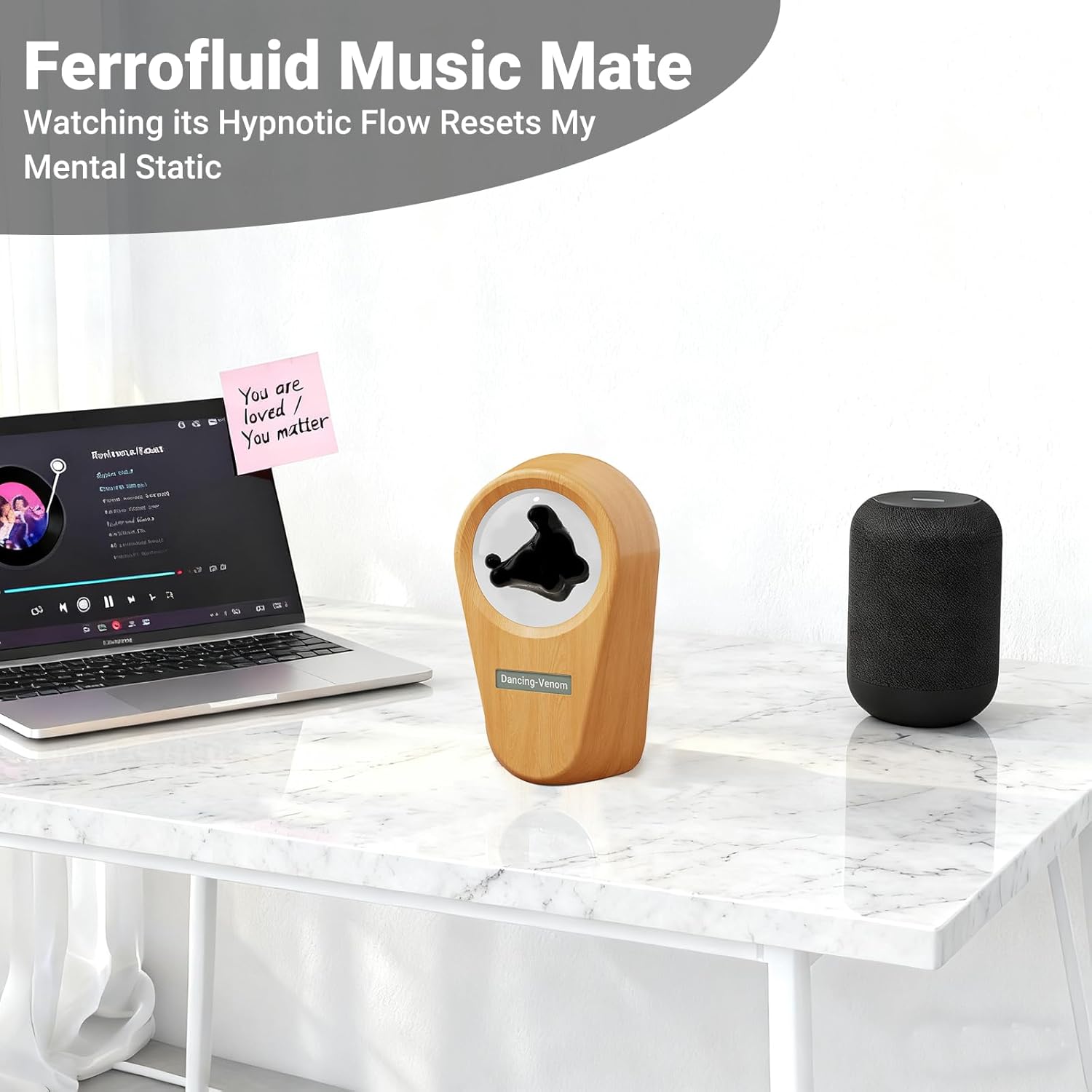 Alltripal Ferrofluid Sound Visualizer, Dancing Ferrofluid Speaker Music Mate, Audio Visualizer Desk Art with Lamp, Christmas for Friend - Desk, Bedroom & Office Display (No Speaker) (Car-Key)