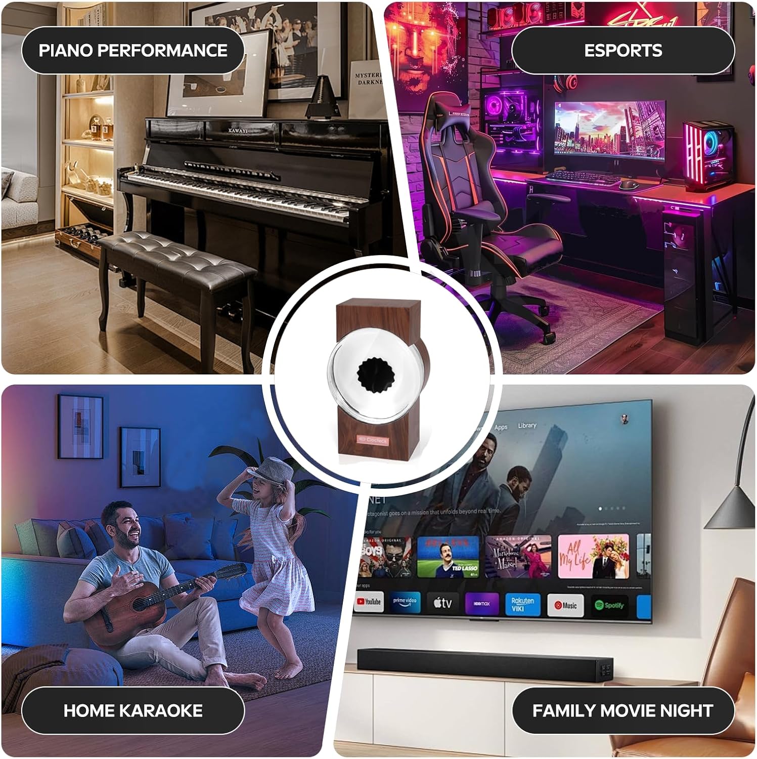 ClocTeck Ferrofluid Visualizer Dancing with Music Rhythm, Magnetic Fluid Music Speaker Mate,Ferrofluid Desk Decor Lamp, A Retro Gift for Friends (Ferrofluid Color: Starry Black)(Does Not Make Sound)