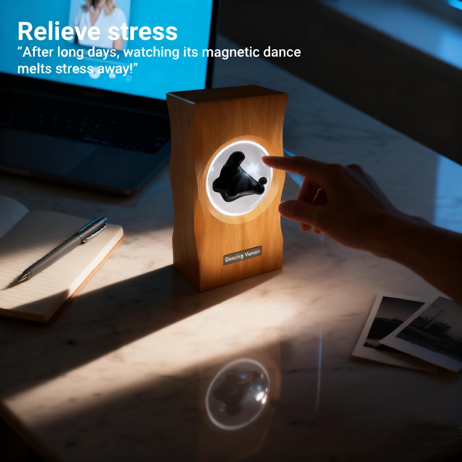 Alltripal Ferrofluid Sound Visualizer, Dancing Ferrofluid Speaker Music Mate, Audio Visualizer Desk Art with Lamp, Christmas for Friend - Desk, Bedroom & Office Display (No Speaker) (Car-Key)