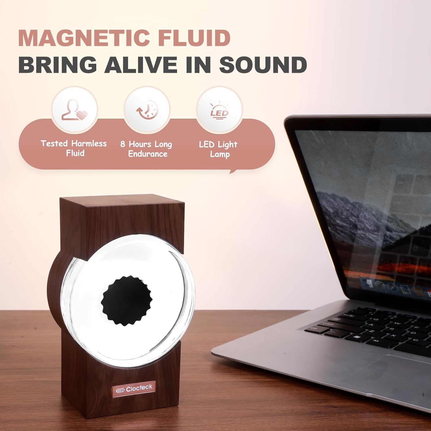 ClocTeck Ferrofluid Visualizer Dancing with Music Rhythm, Magnetic Fluid Music Speaker Mate,Ferrofluid Desk Decor Lamp, A Retro Gift for Friends (Ferrofluid Color: Starry Black)(Does Not Make Sound)