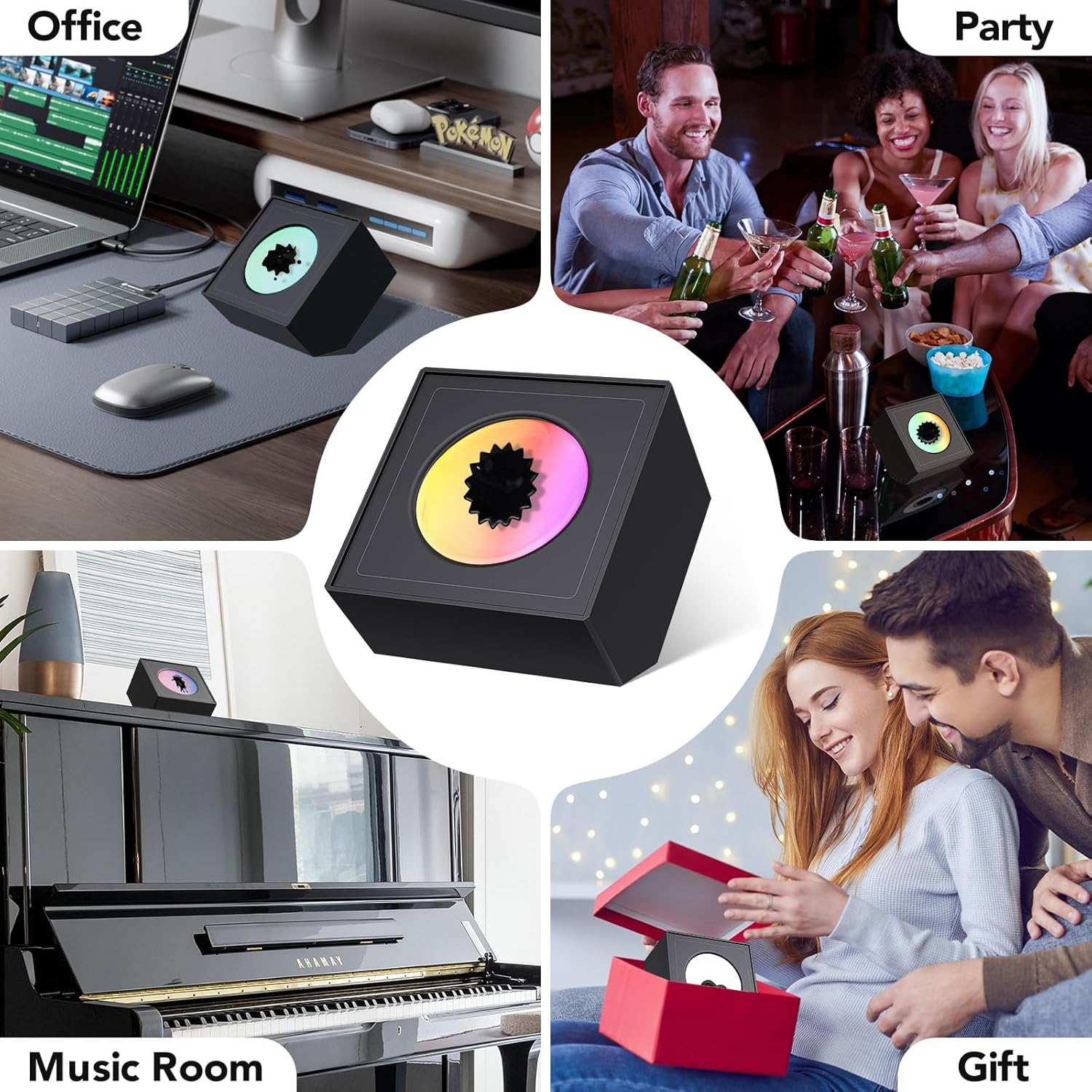 UNOHOUS Ferrofluid Music Visualizer, Ferrofluid Rhythm Music Lamp, RGB Light Ferrofluid Speaker Music Mate, Dancing Ferrofluid Sculptures for Desk,Office,Bedroom