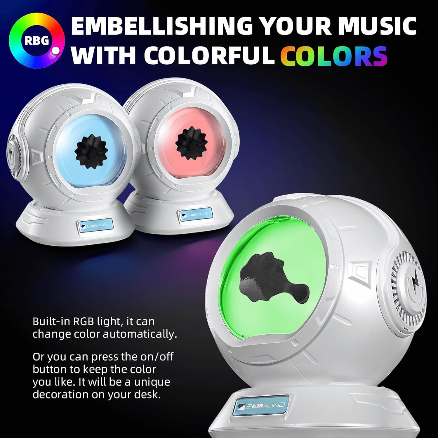 sovenomund Ferrofluid Speaker, Ferrofluid Audio Visual Bluetooth Speaker, Dancing Ferrofluid with 2 Adjustable Modes and Colorful Lights (Pearl White)