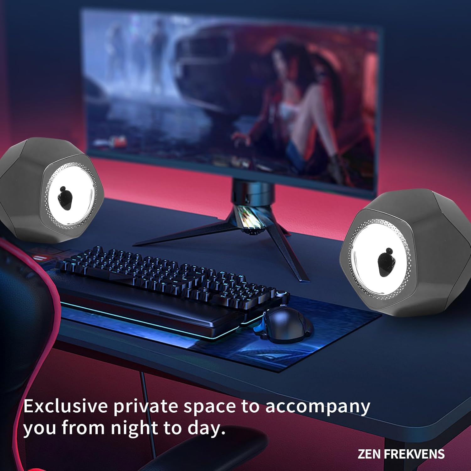 ZenFrekvens Dynamic Ferrofluid Bluetooth Speaker with Rhythm LED Light & Dancing Liquid Display - Interactive Audio Visualizer for Gaming, Desktop, Home Decor (Magnetic Liquid Art in Glass)(White)