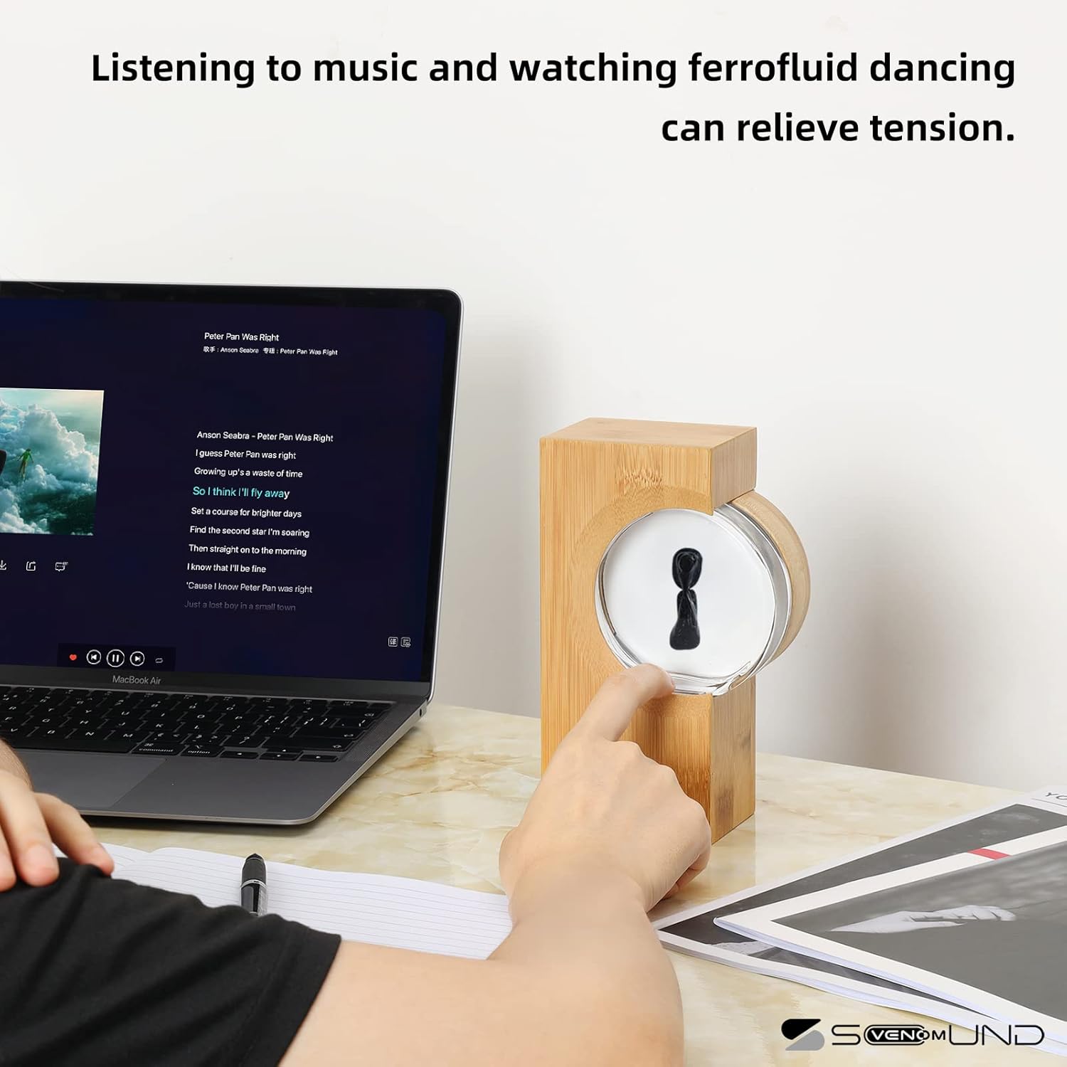 sovenomund Dancing Ferrofluid with Music Rhythm, Ferrofluid Speaker Music Mate, Symbiote in a Bottle, Ferrofluid Display Lamp, Desktop Decor, Teenager Gifts (Not A Speaker) (Does Not Make Sound)