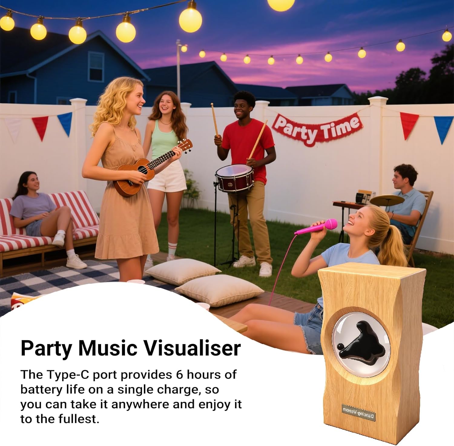 Alltripal Ferrofluid Sound Visualizer, Dancing Ferrofluid Speaker Music Mate, Audio Visualizer Desk Art with Lamp, Christmas for Friend - Desk, Bedroom & Office Display (No Speaker) (Car-Key)