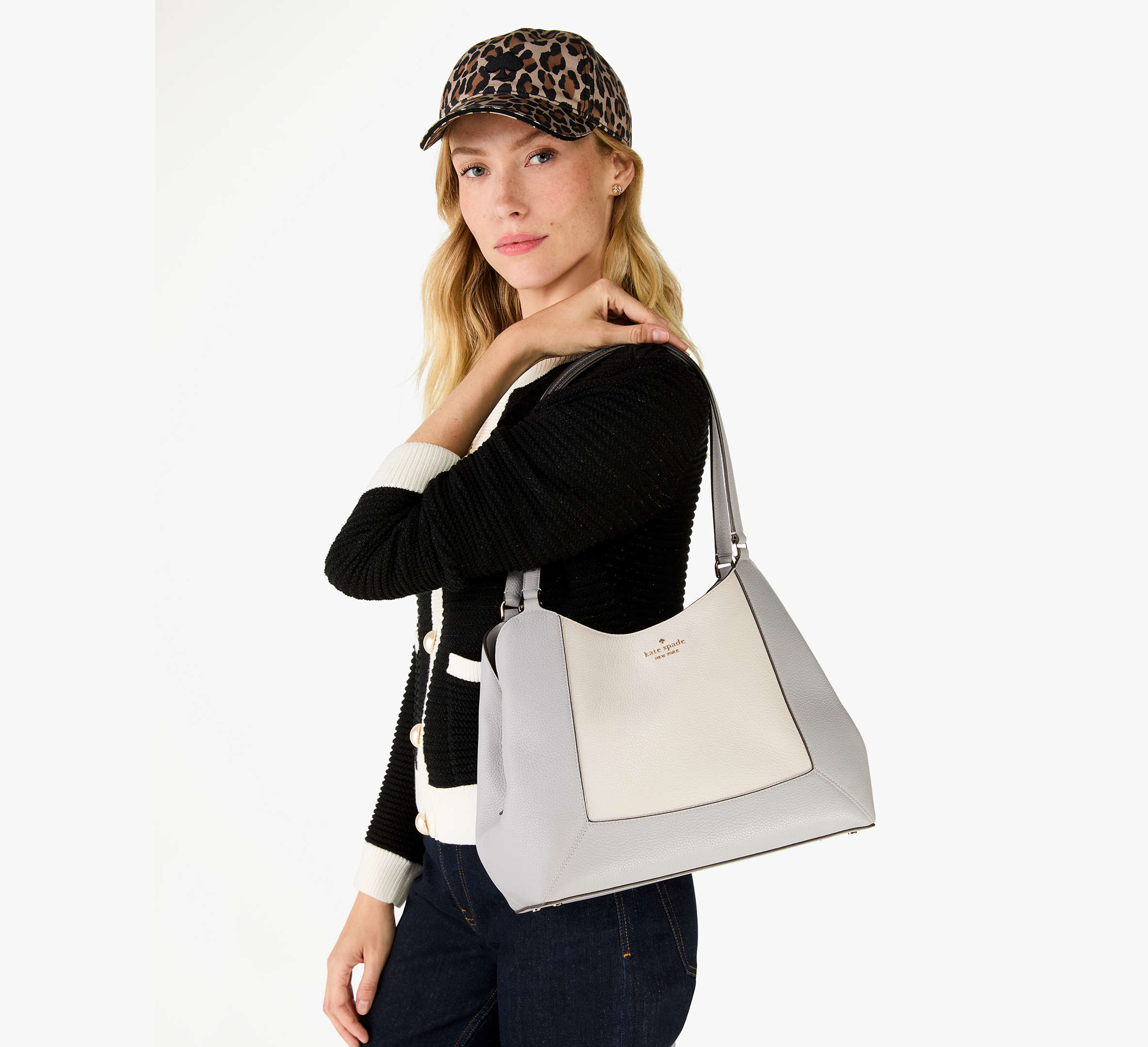 Lena Colorblock Large Triple Compartment Shoulder Bag