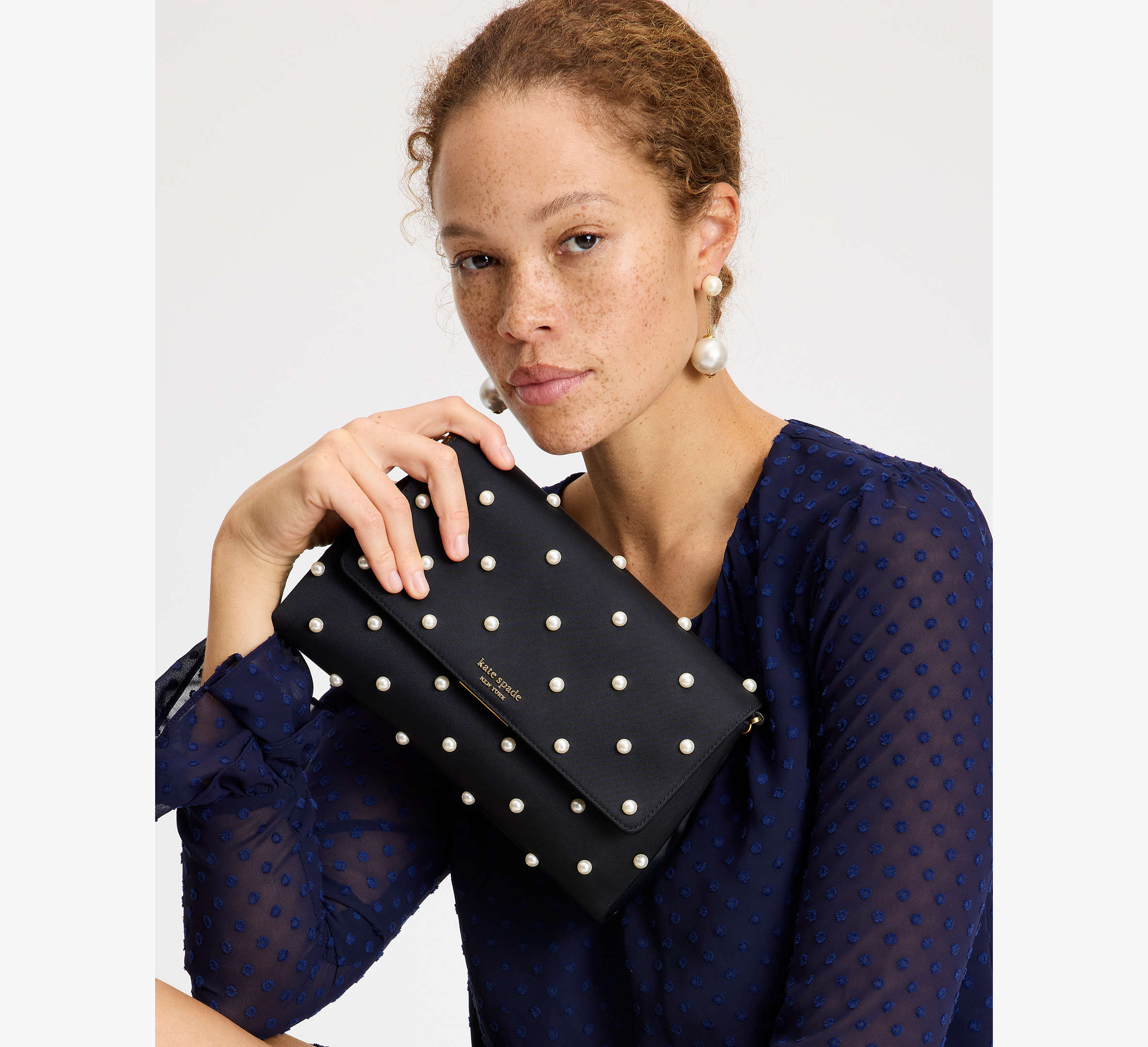 Grace Pearl Embellished Satin Clutch