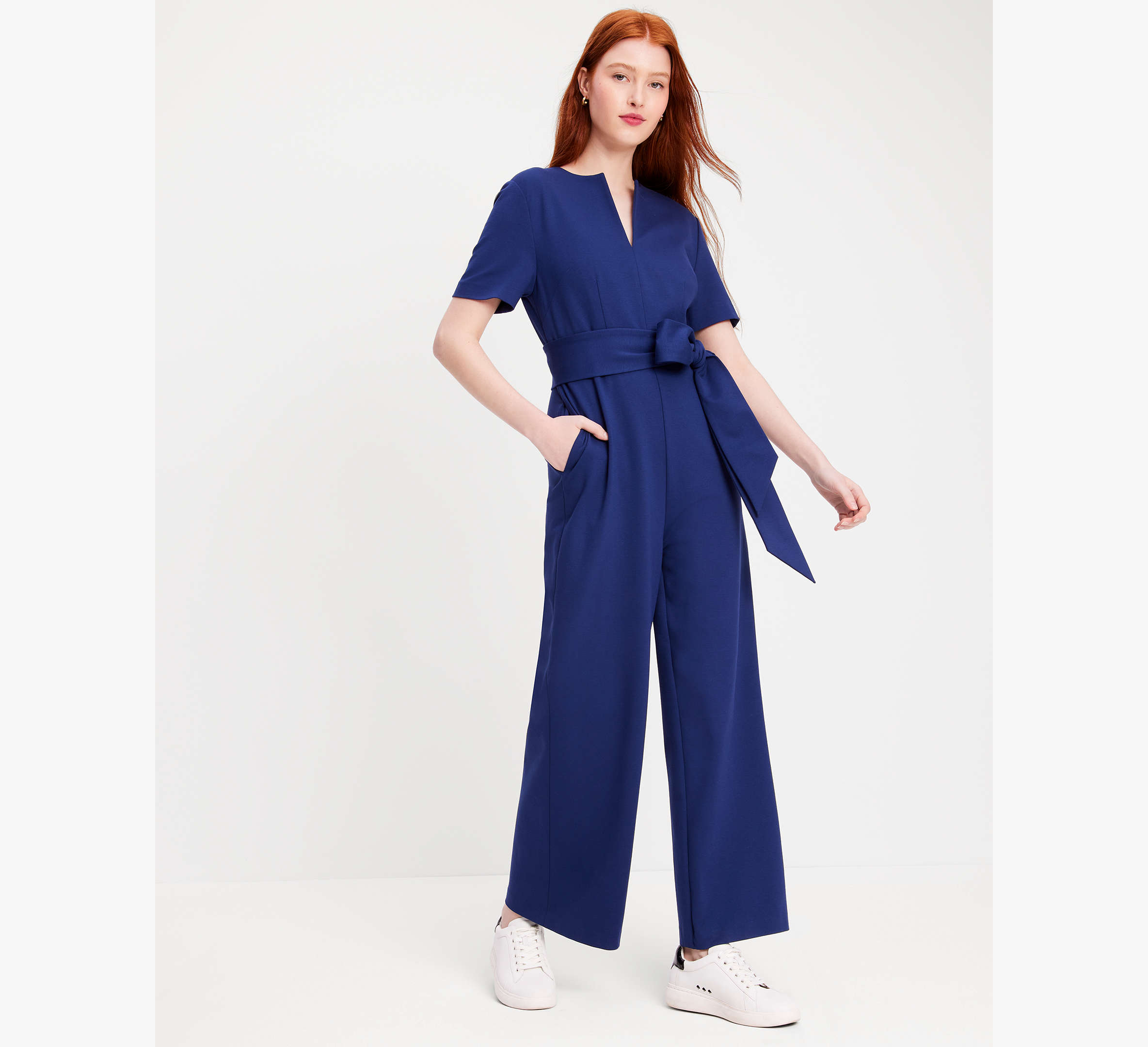 Ponte Split-neck Jumpsuit