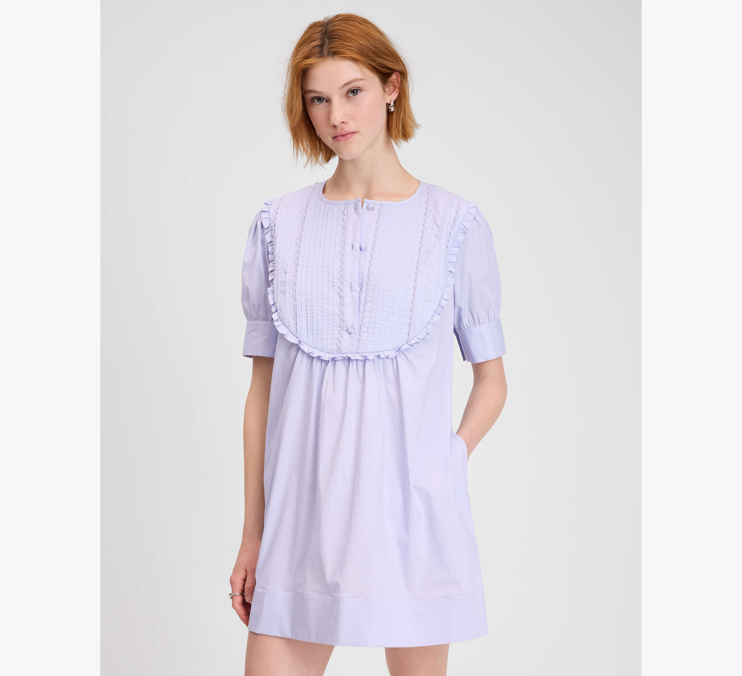 Scallop Bib Shift Dress