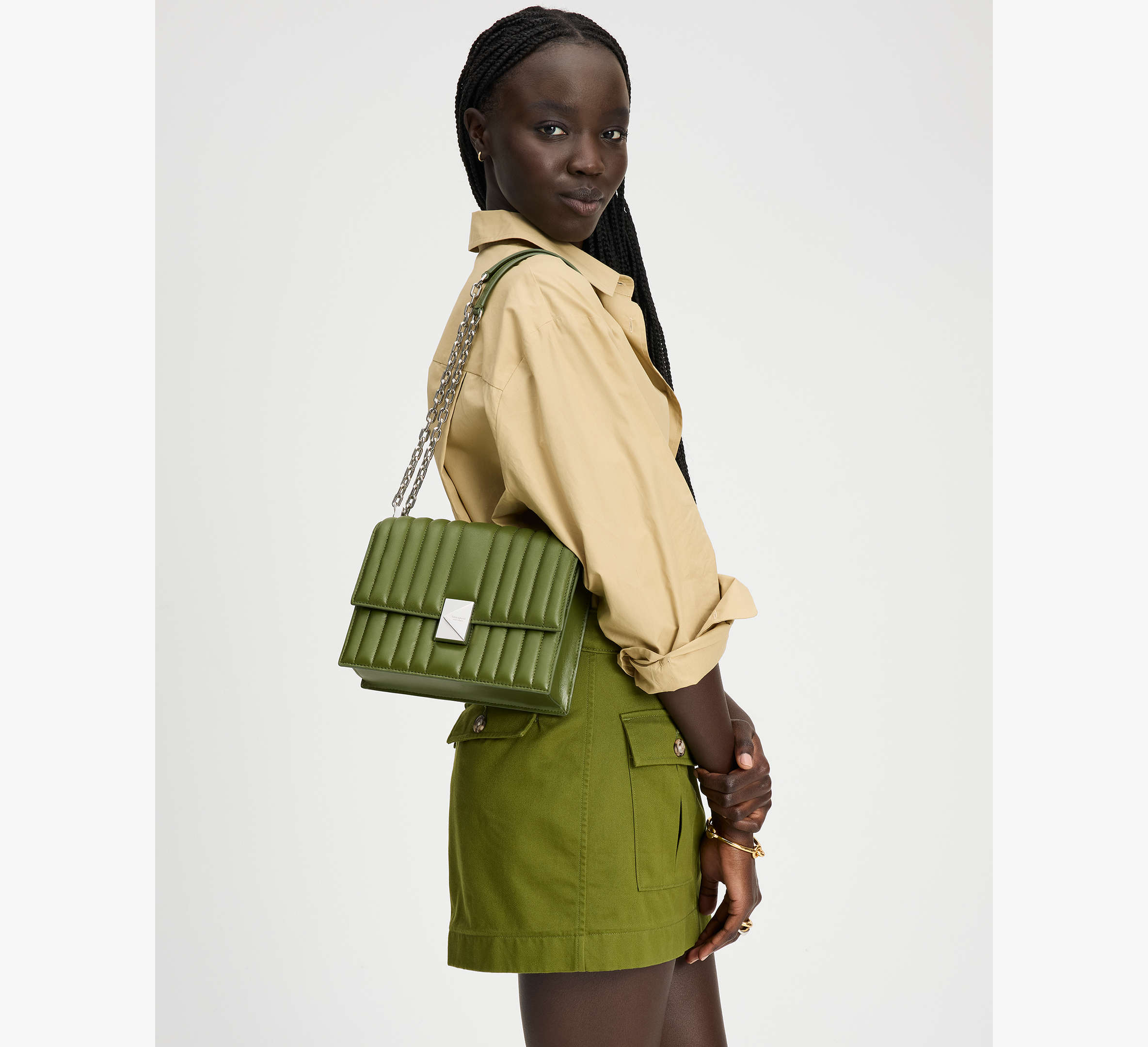 Deco Quilted Chain Shoulder Bag