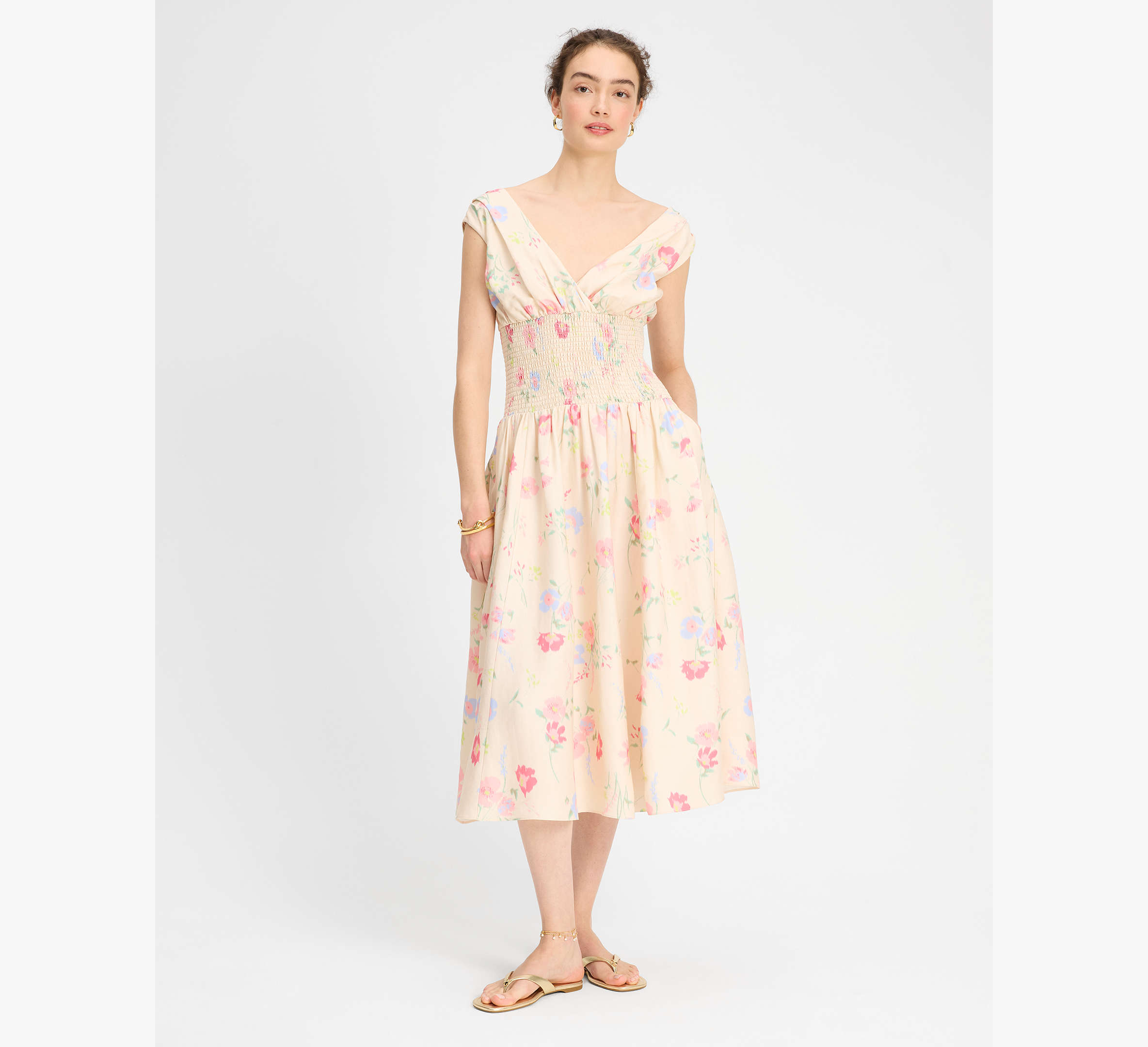 Whimsical Garden Smocked Midi Dress