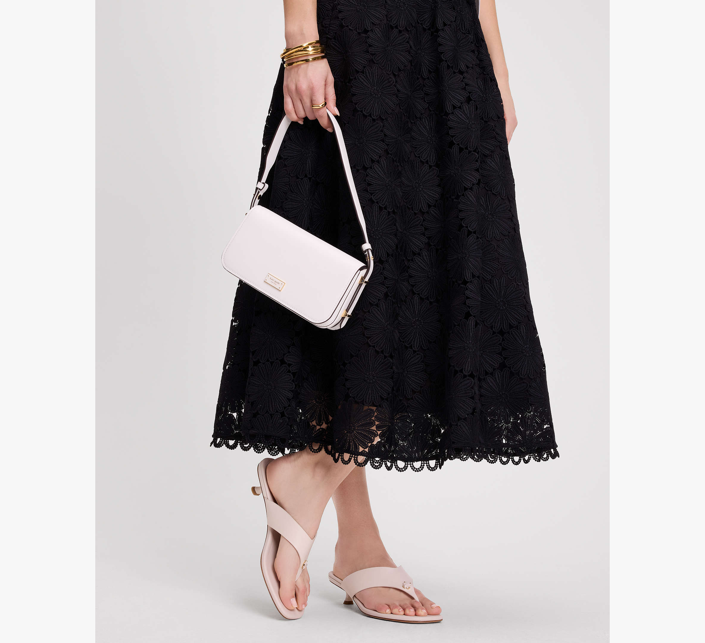 Spade Flower Kitten Heel Sandals