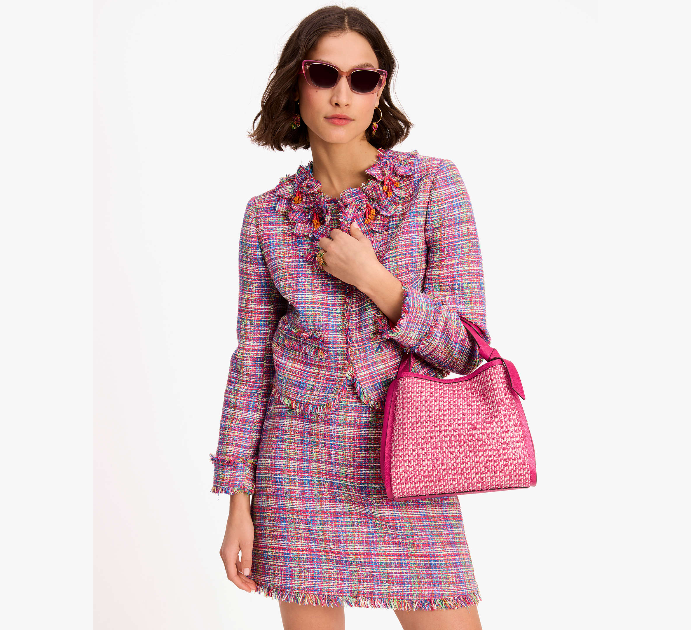 Kate Spade Knott Raffia Tweed Medium Crossbody Tote