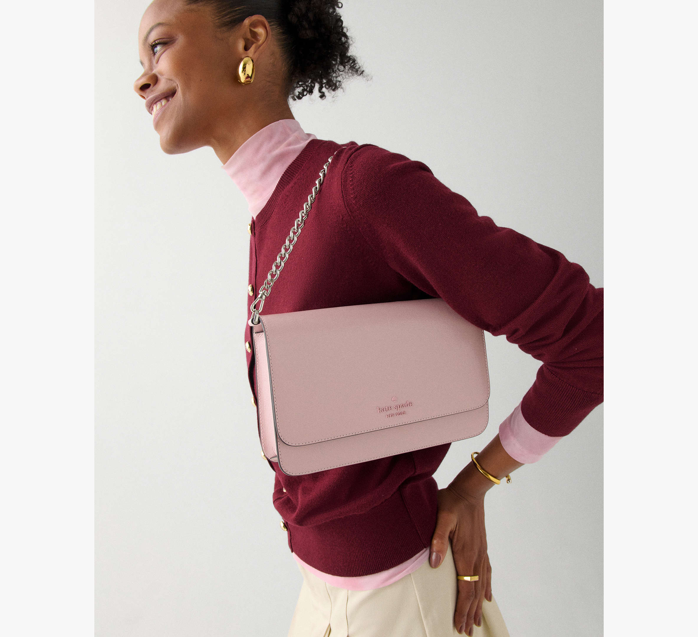 Madison Textured Patent Leather Willow Medium Convertible Crossbody