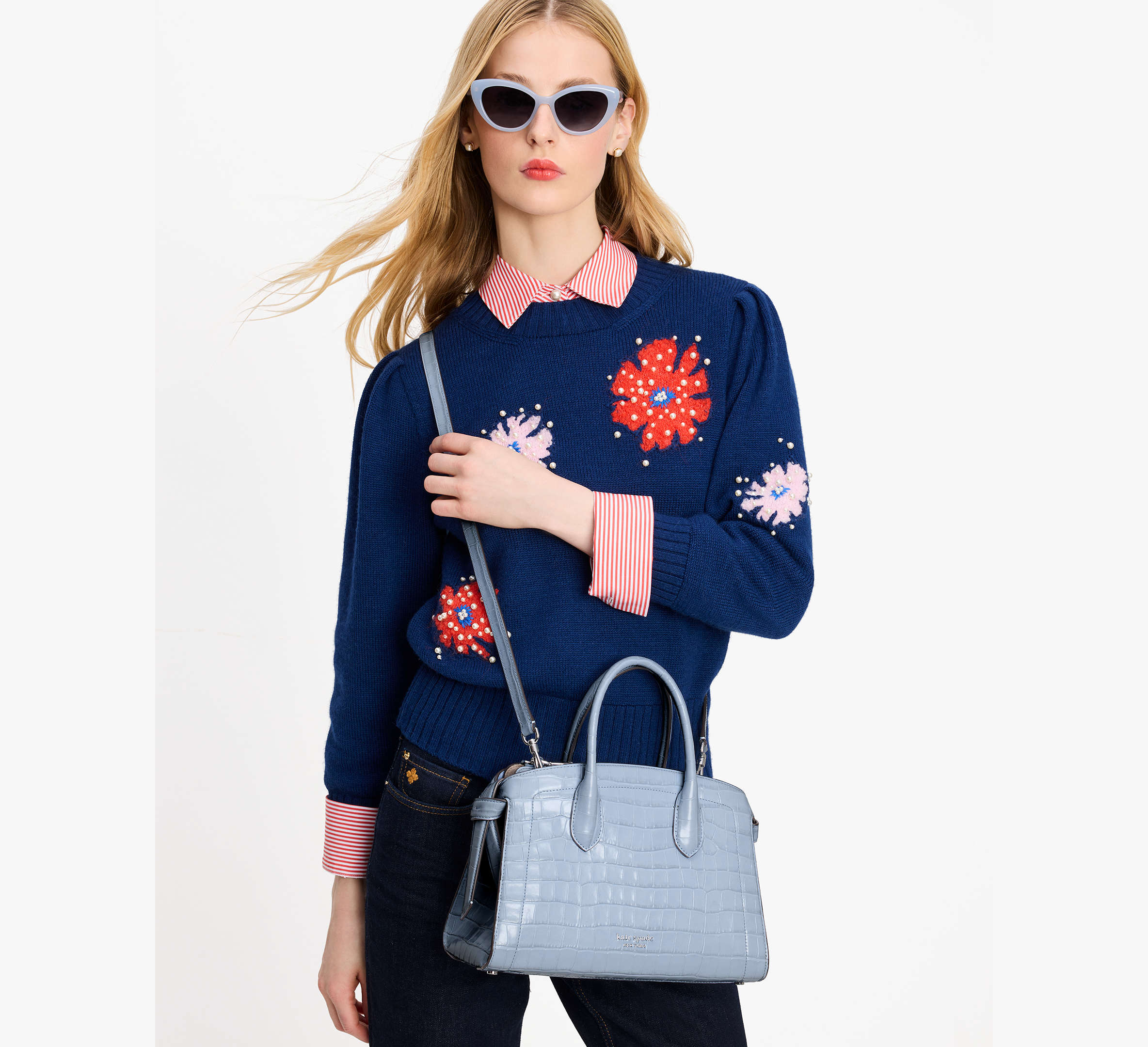 Knott Croc-embossed Medium Zip-top Satchel