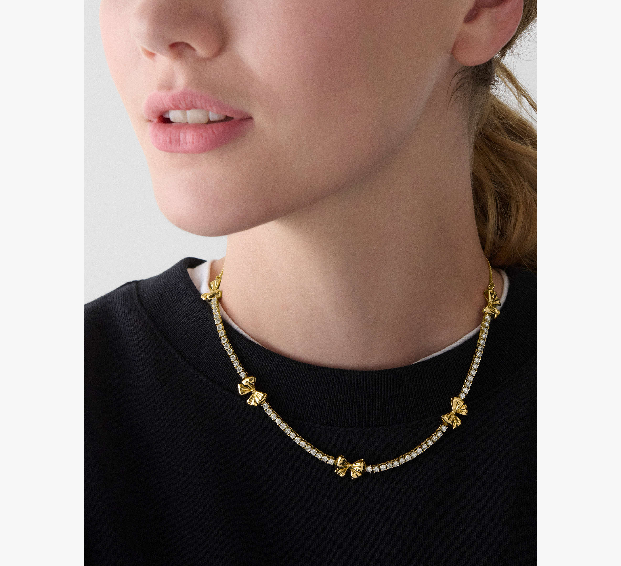 Bling And Bows Bow Tennis Necklace