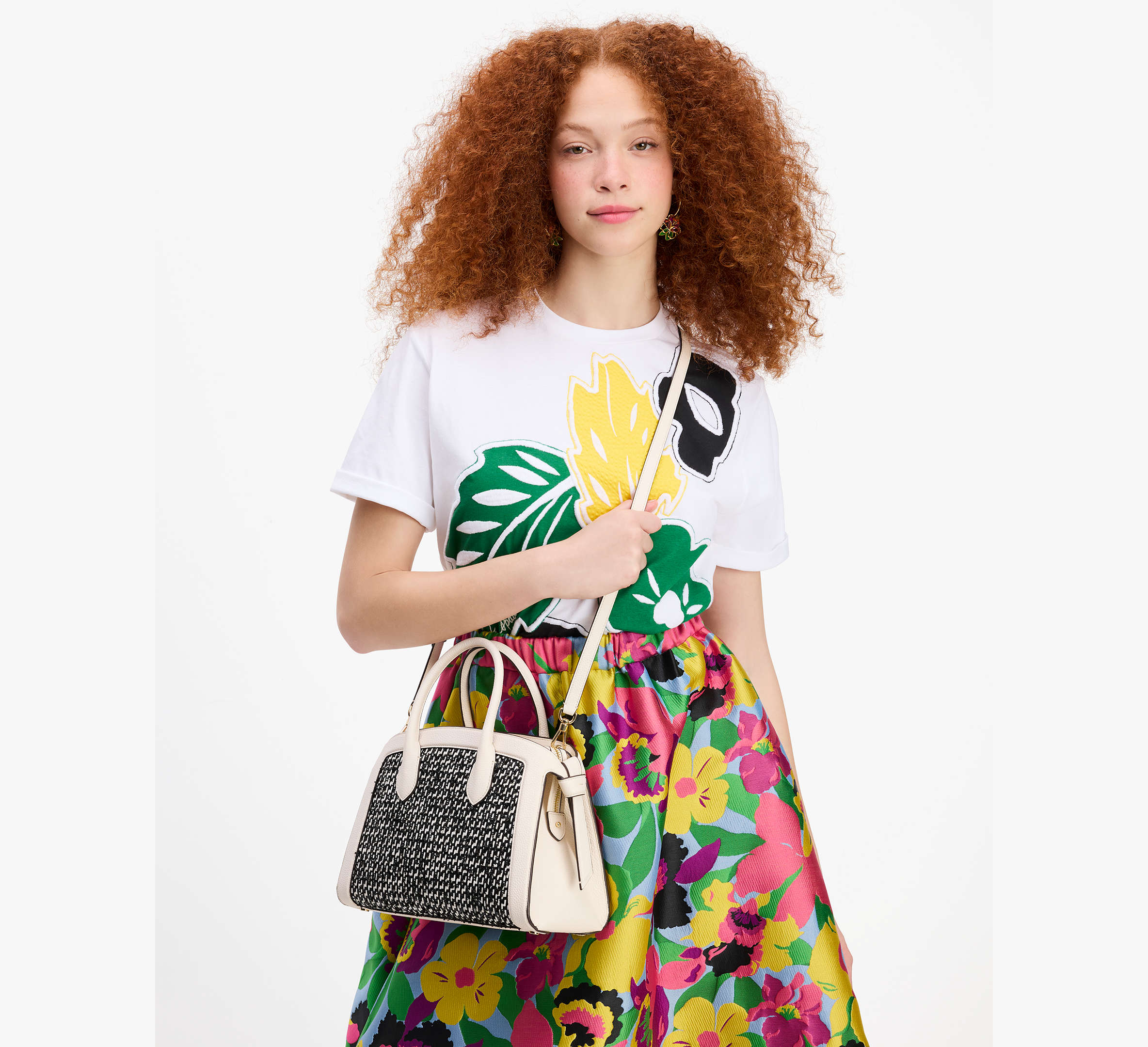 Knott Raffia Tweed Medium Zip-top Satchel