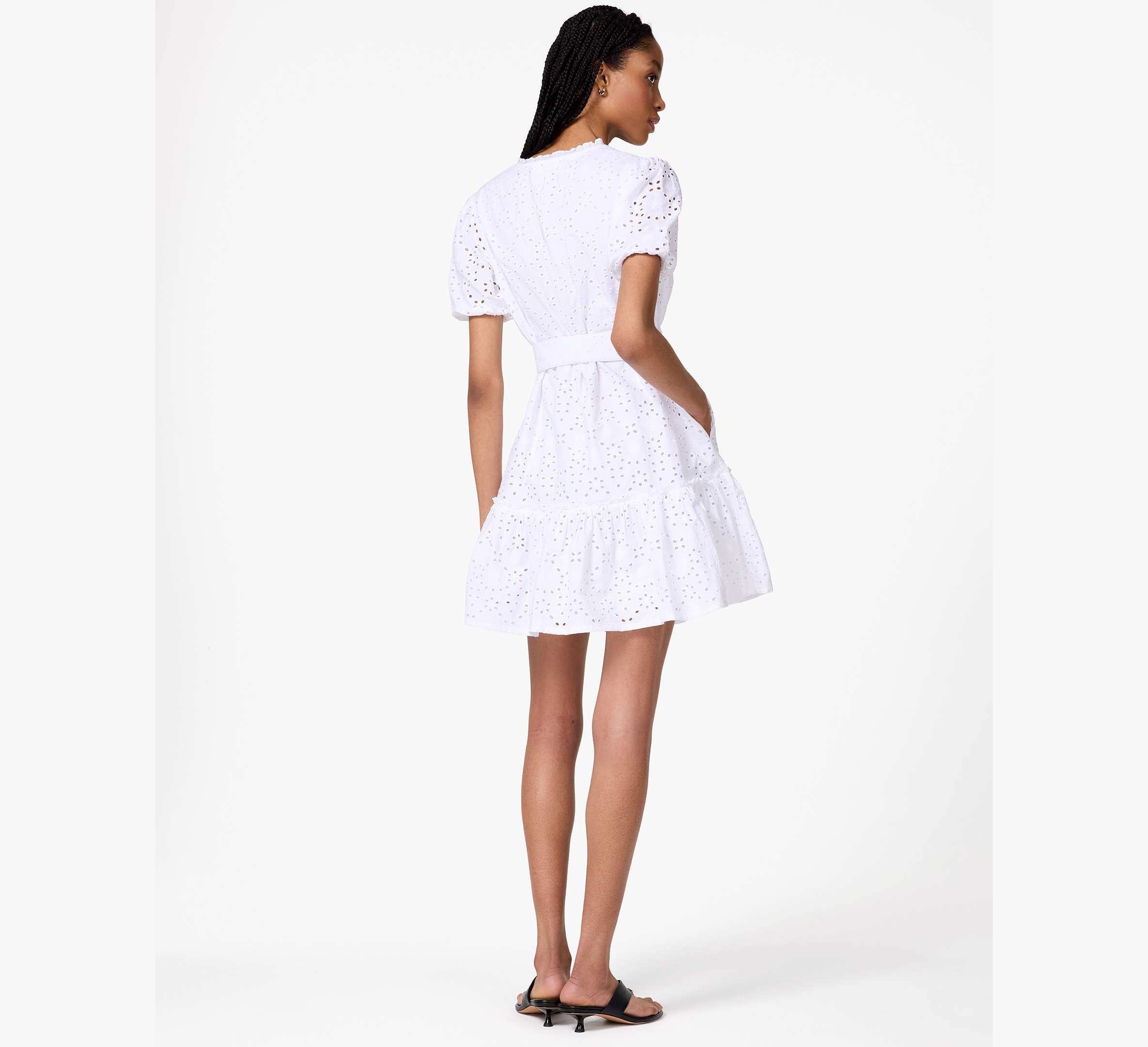 Floral Eyelet Mini Shirt Dress