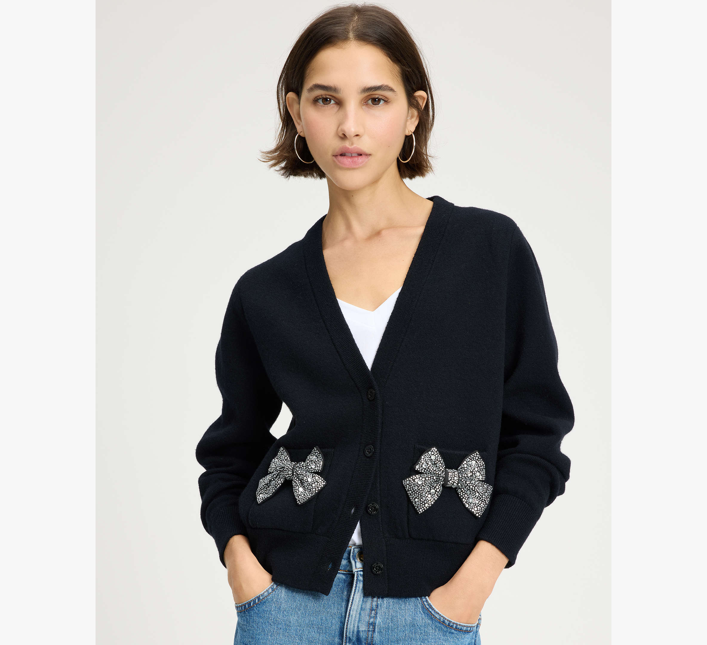 Embellished Bow Cardigan