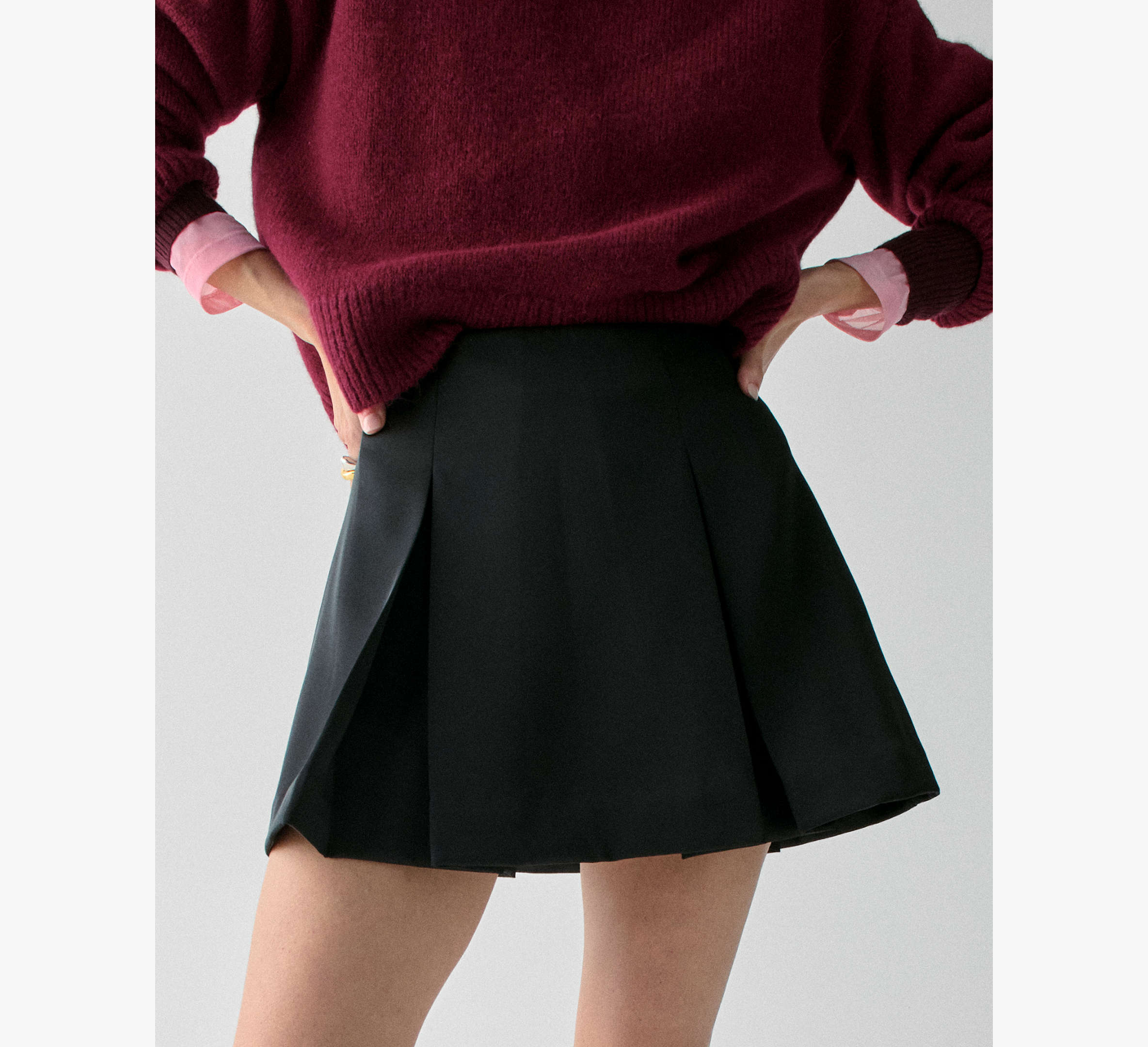 Box Pleat Mini Skirt