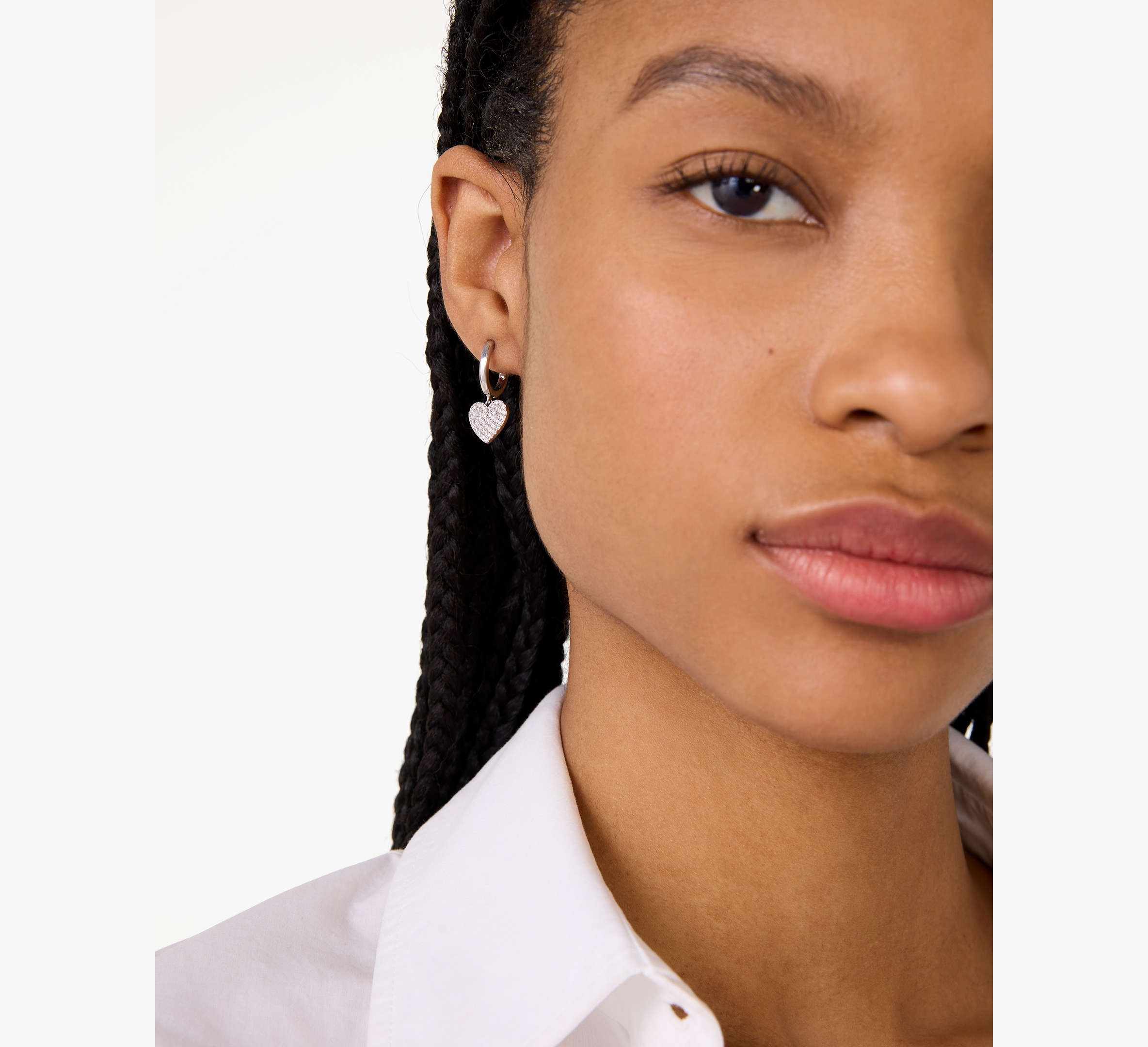 Yours Truly Pave Heart Drop Earrings