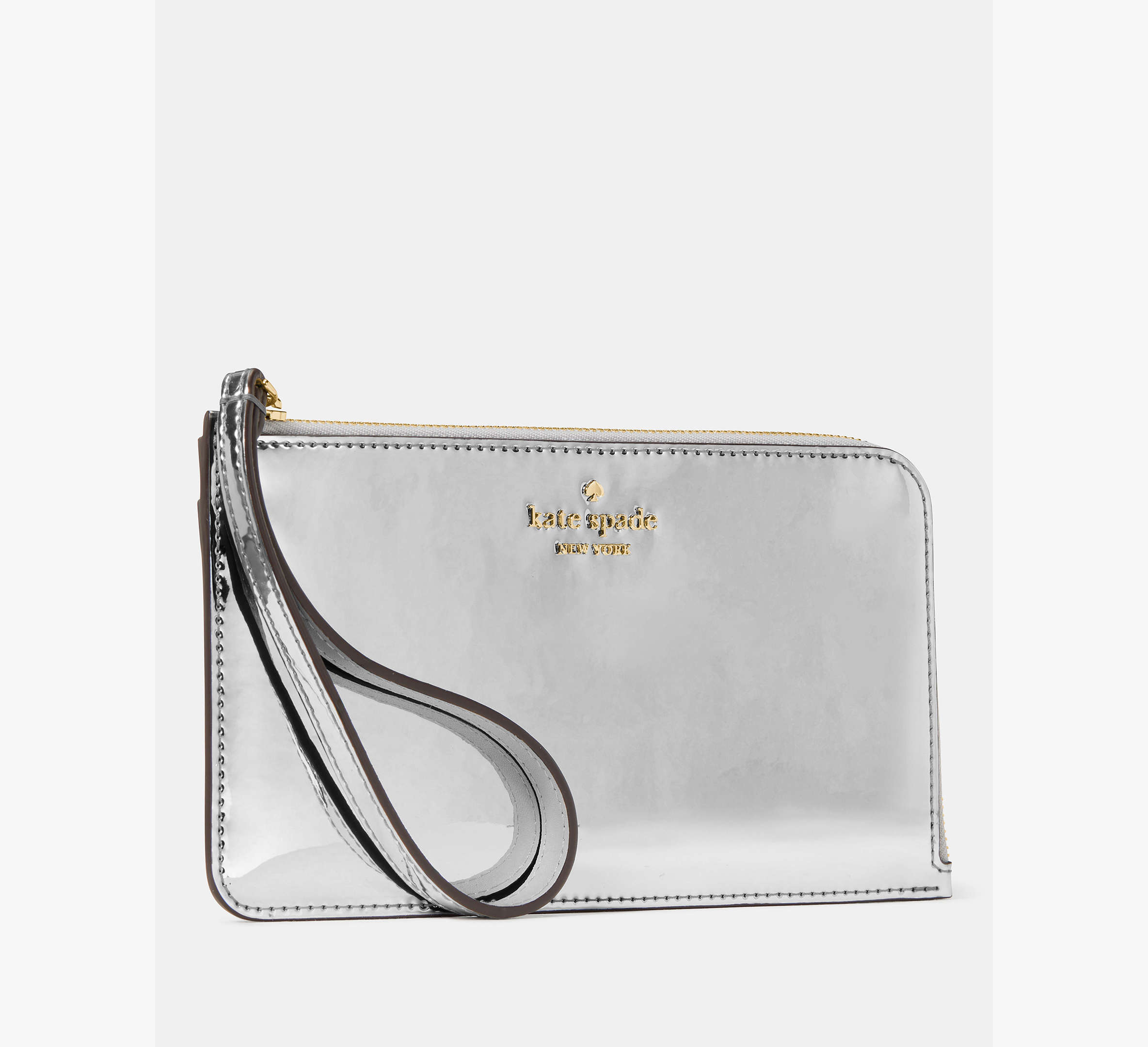 Lucy Mirror Metallic Medium L-Zip Wristlet