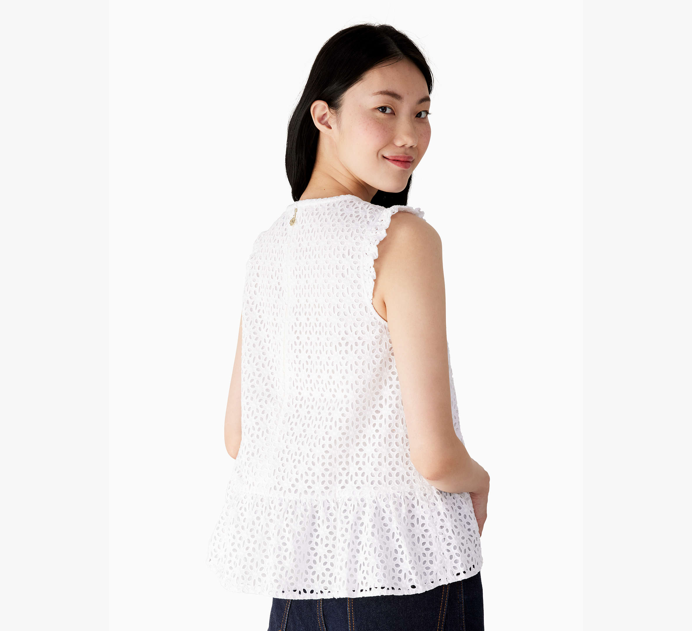 Eyelet Flounce Top