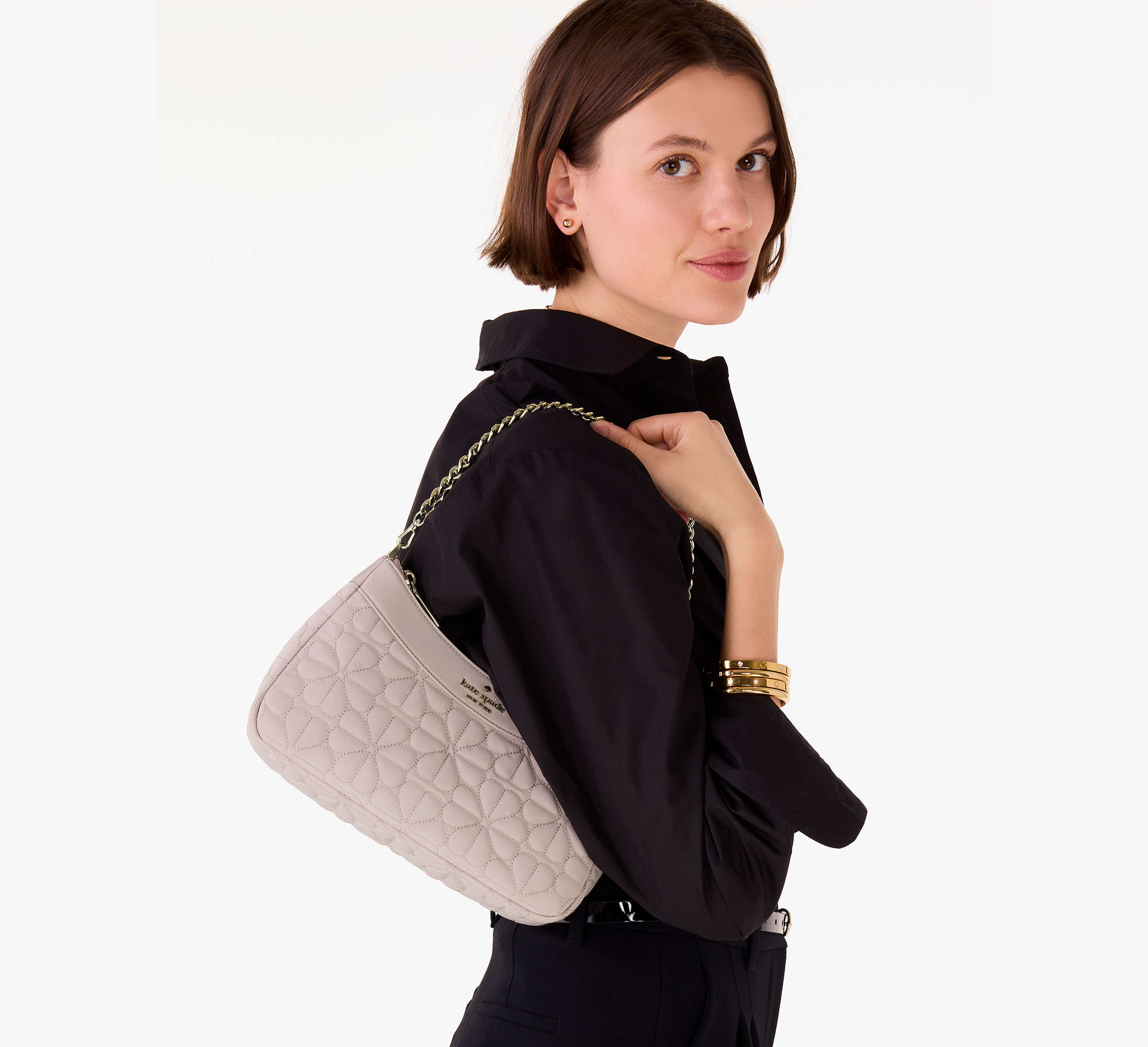 Spade Flower Quilted Fabric Convertible Crossbody