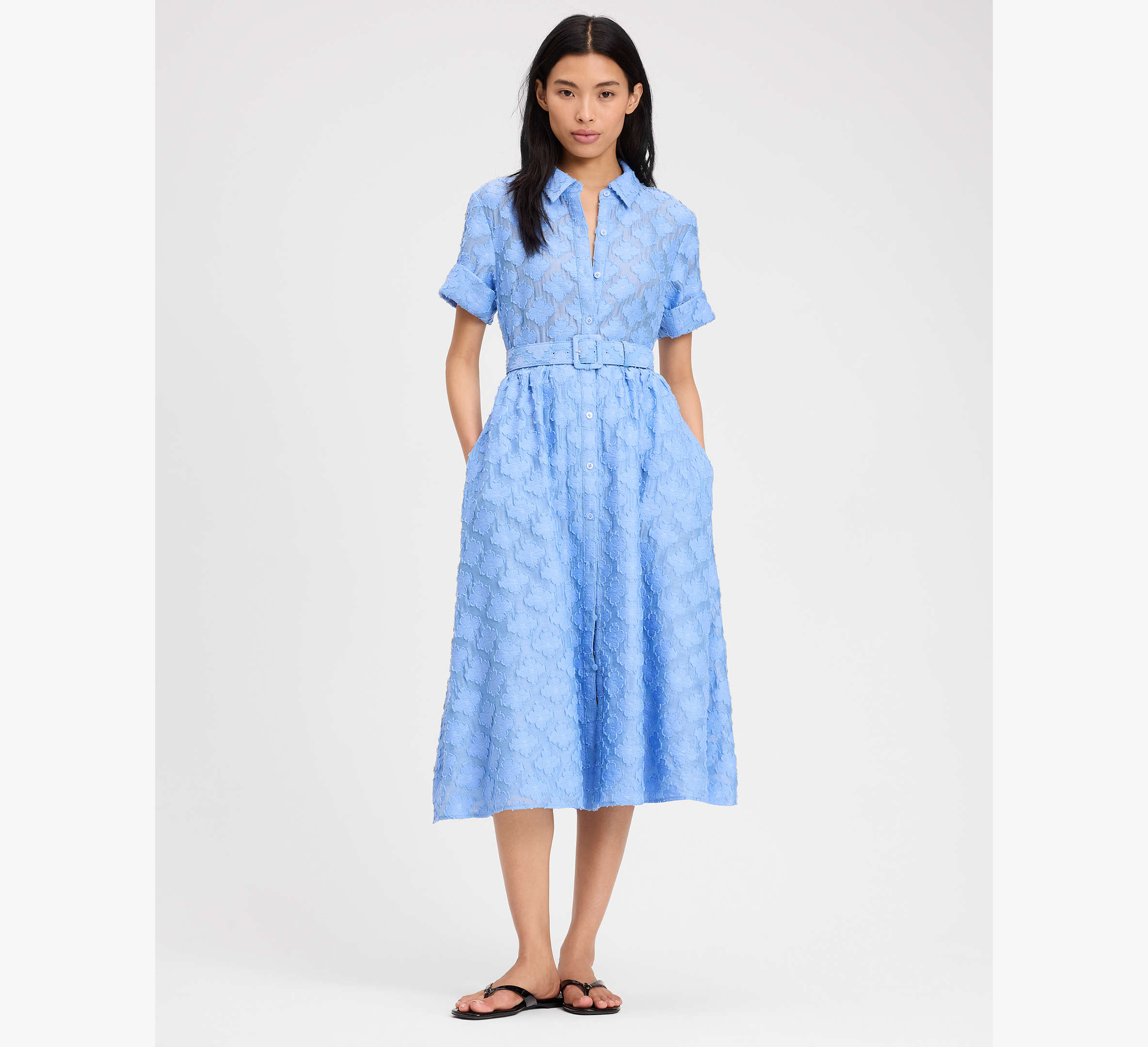 Belted Midi Shirt Dress