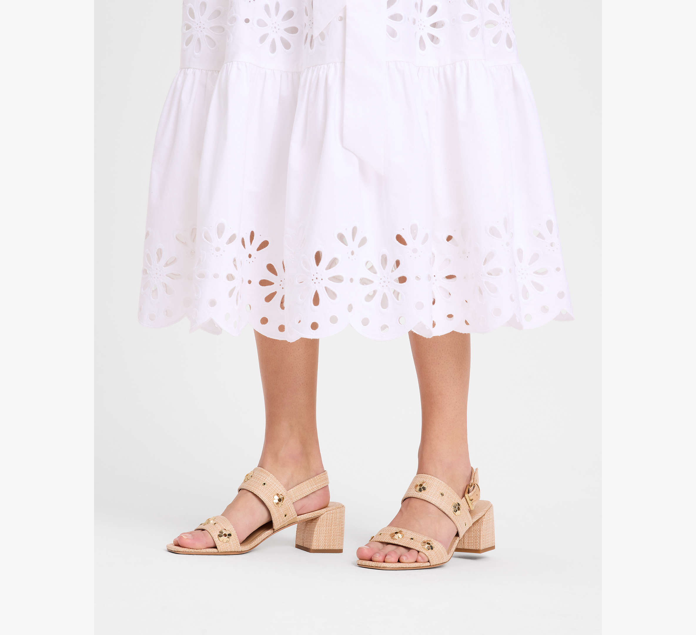 Spade Flower Stud Block Heels