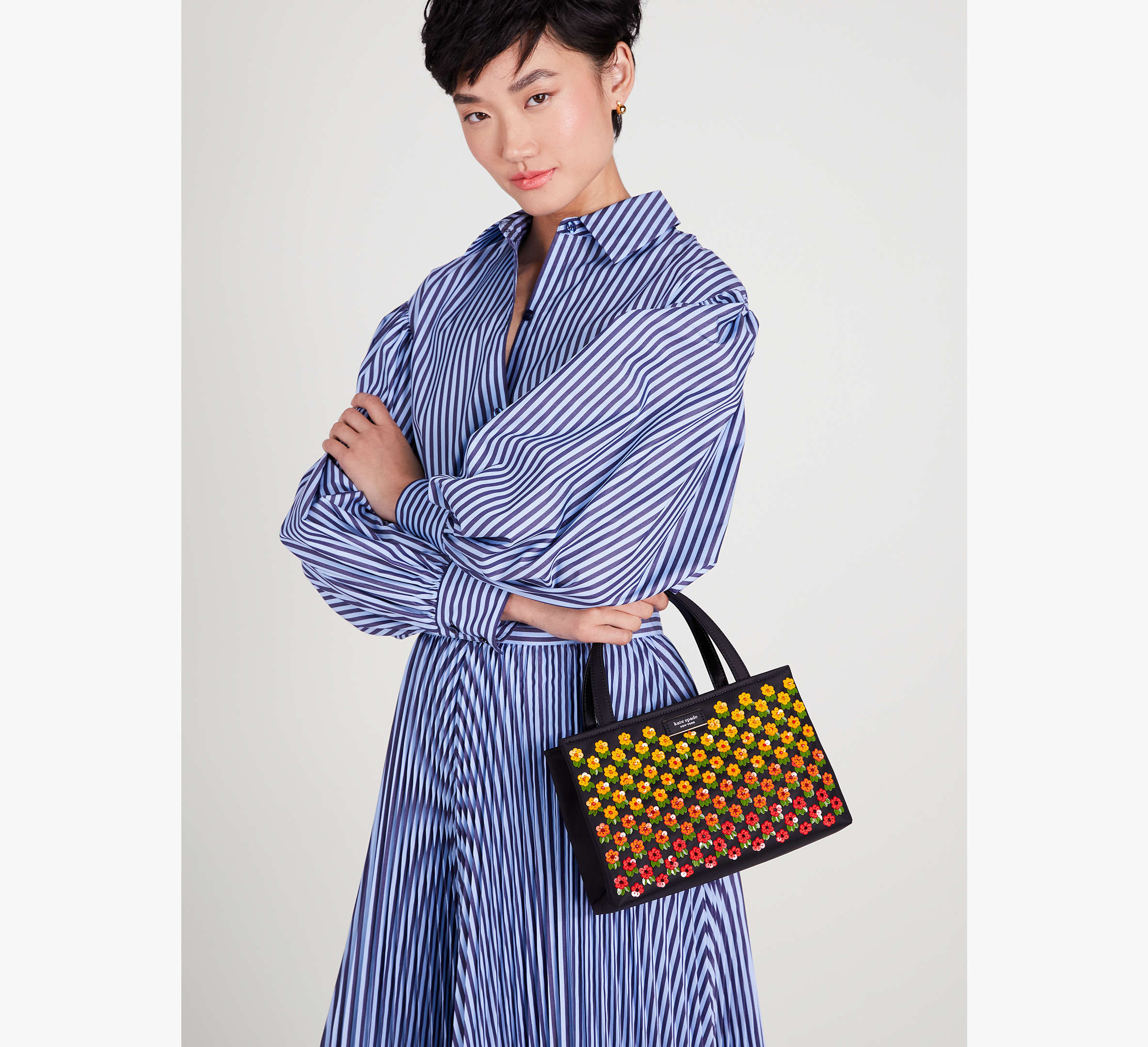 Sam Icon Floral Embellished Nylon Small Tote