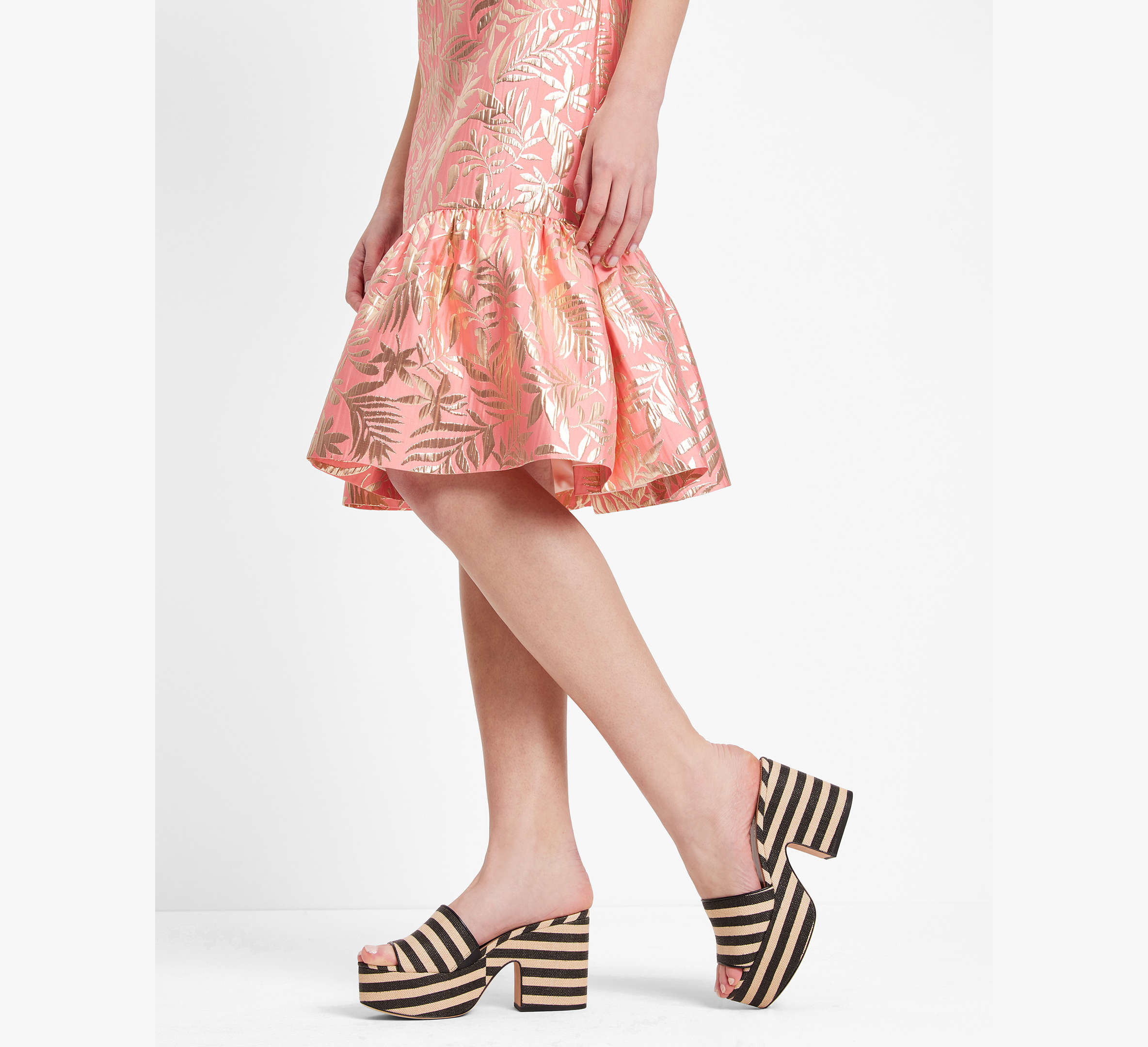 Tropical Foliage Brocade Dress