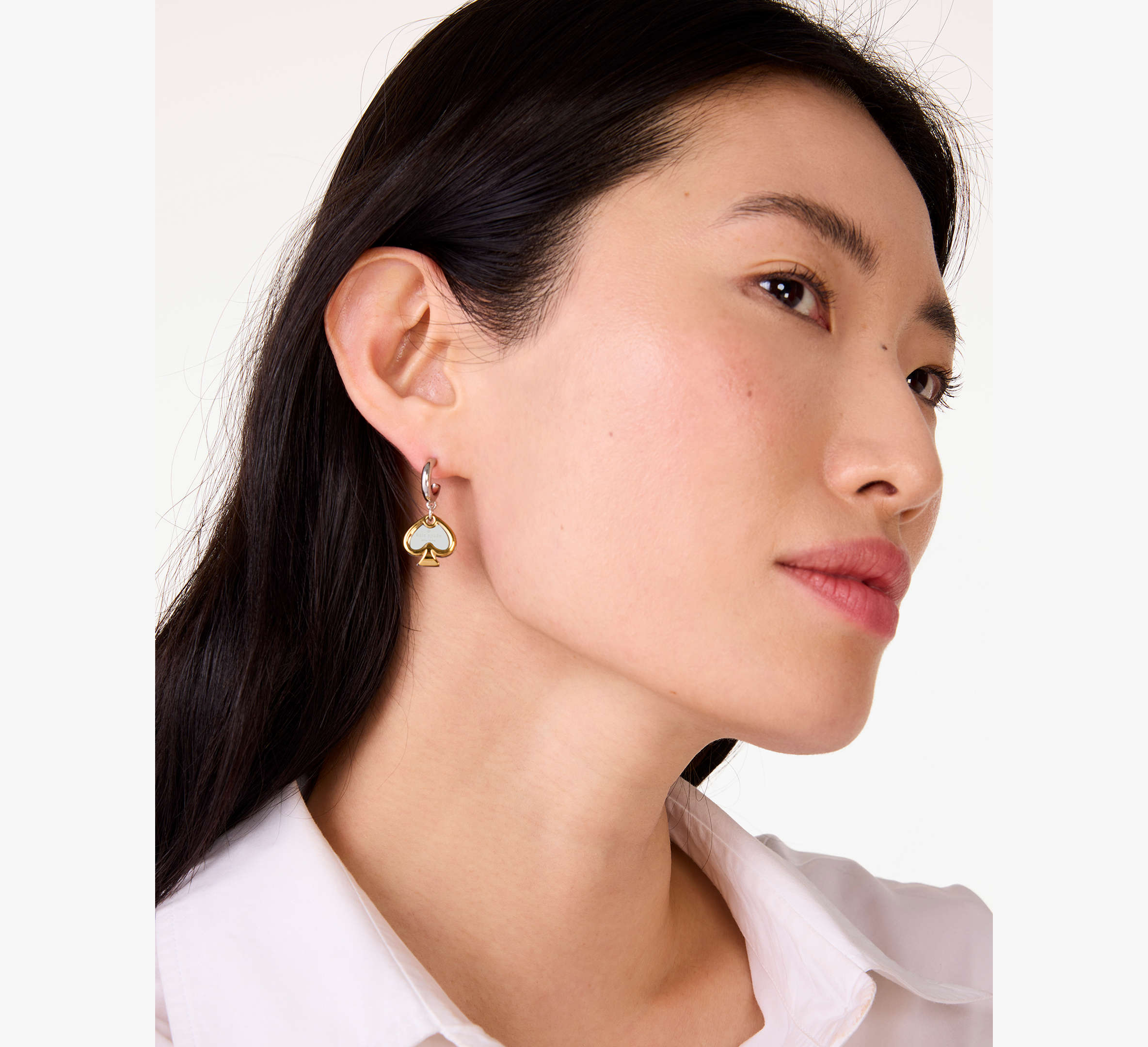 Statement Spade Charm Drop Huggies