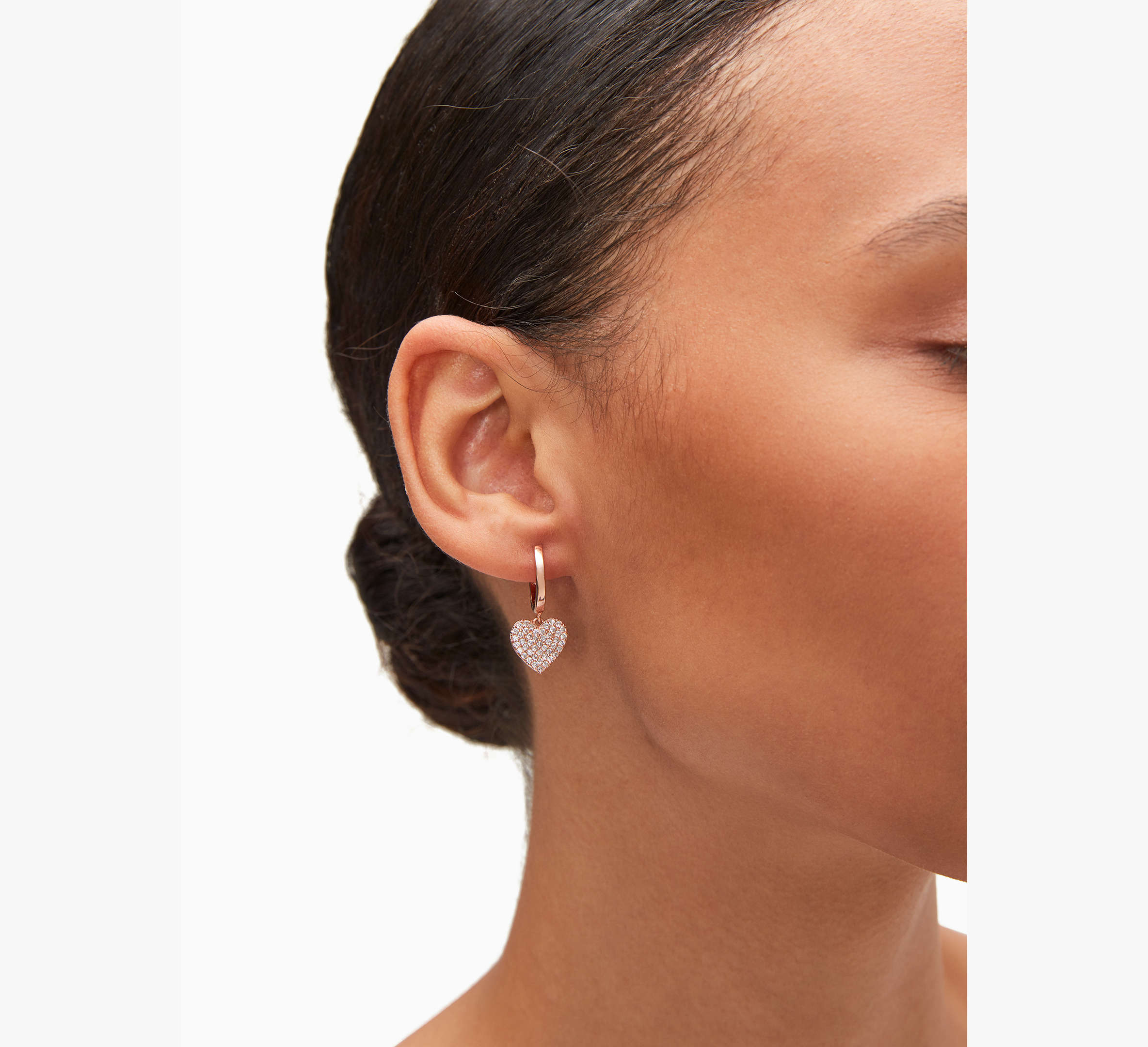 Yours Truly Pave Heart Drop Earrings