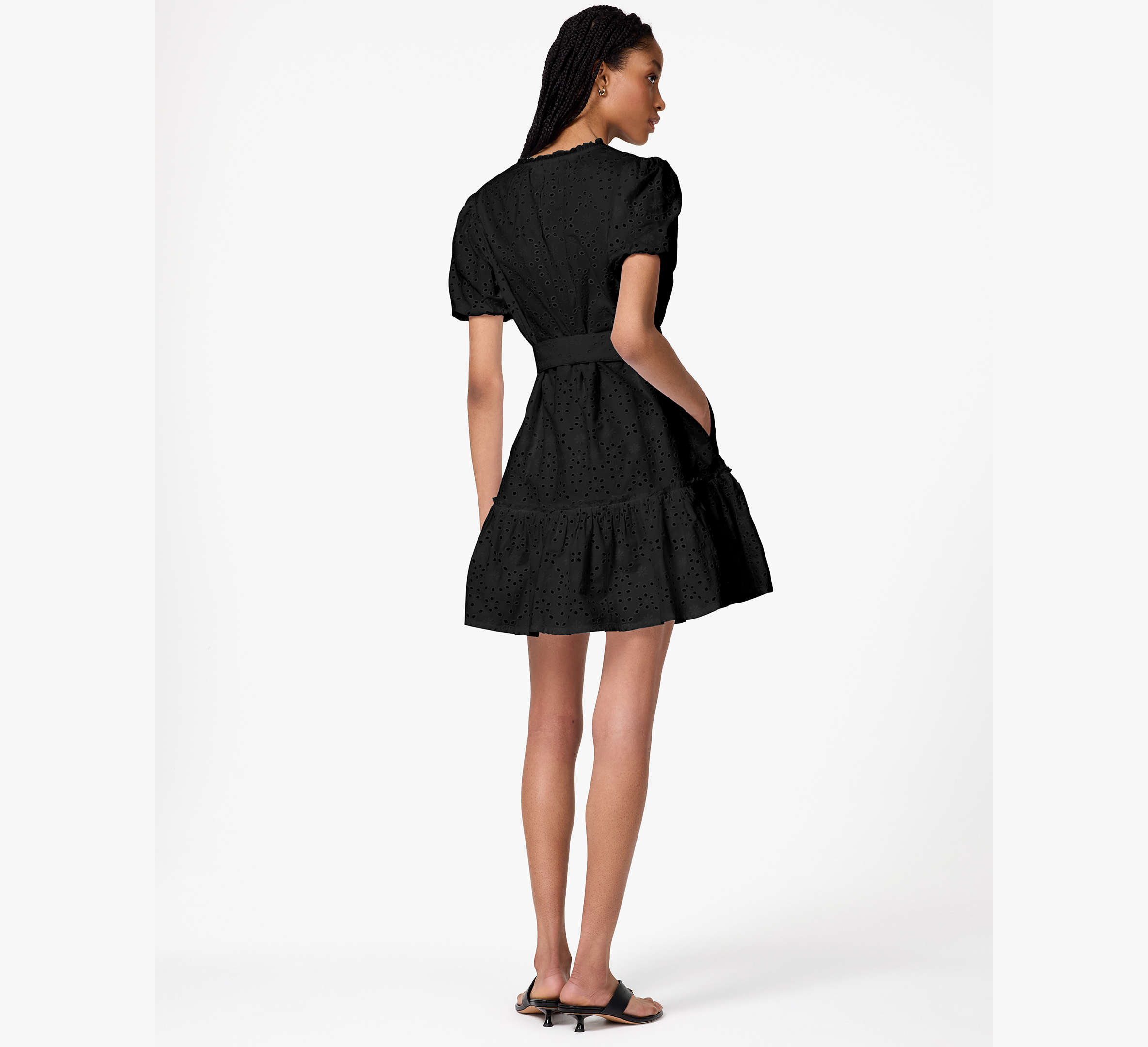 Floral Eyelet Mini Shirt Dress