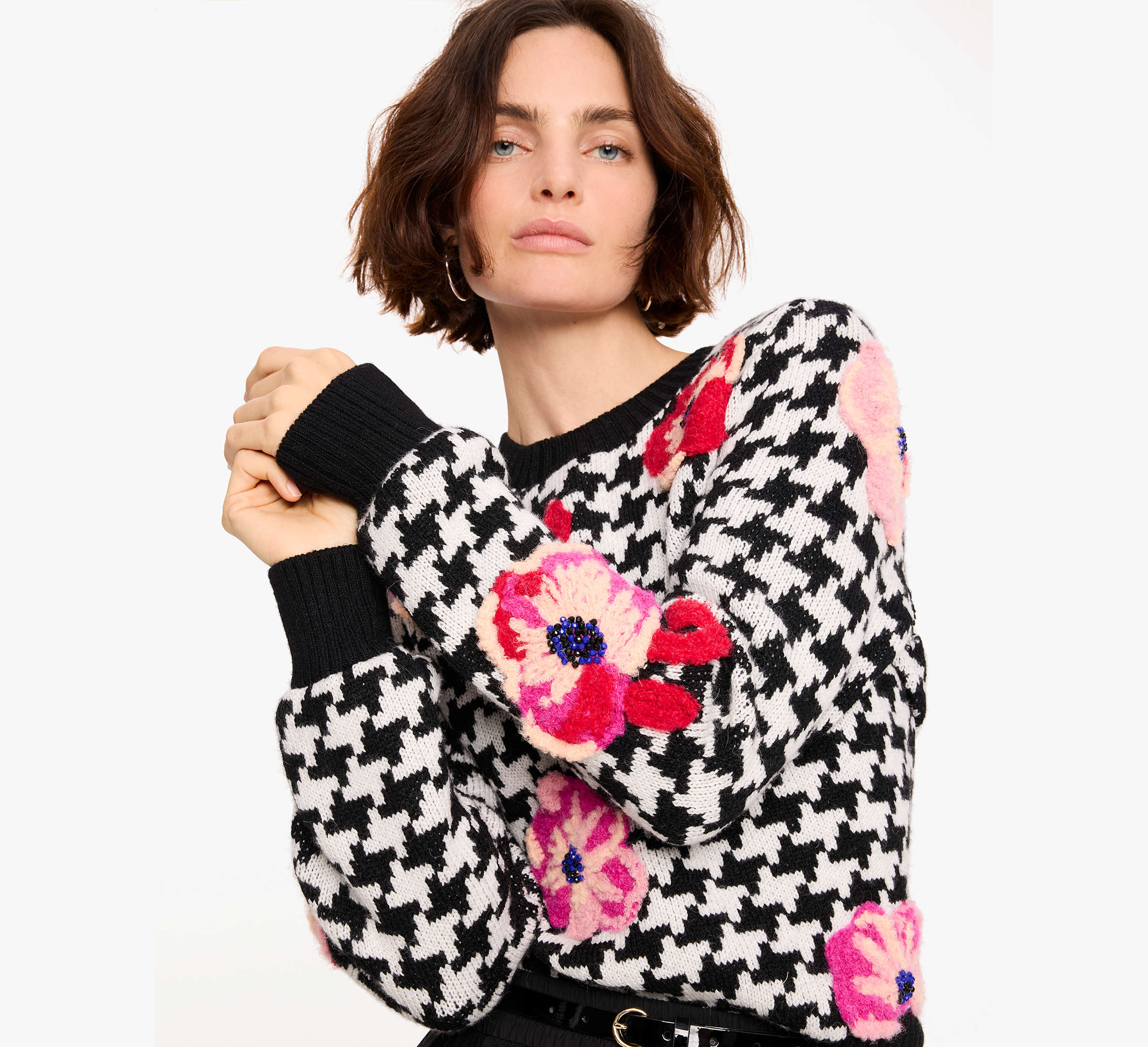 Houndstooth Poppy Sweater