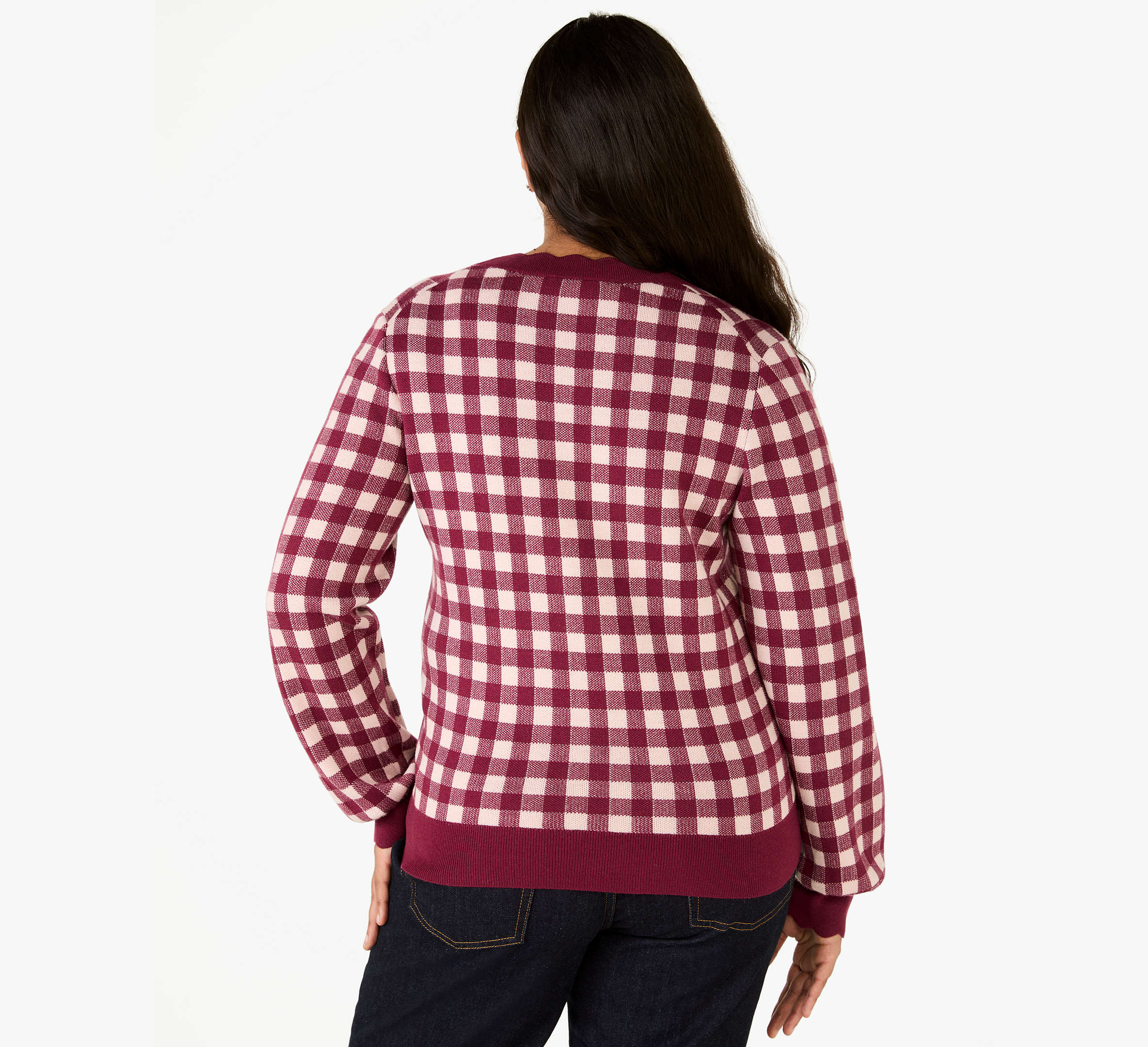 Gingham Scalloped Cardigan
