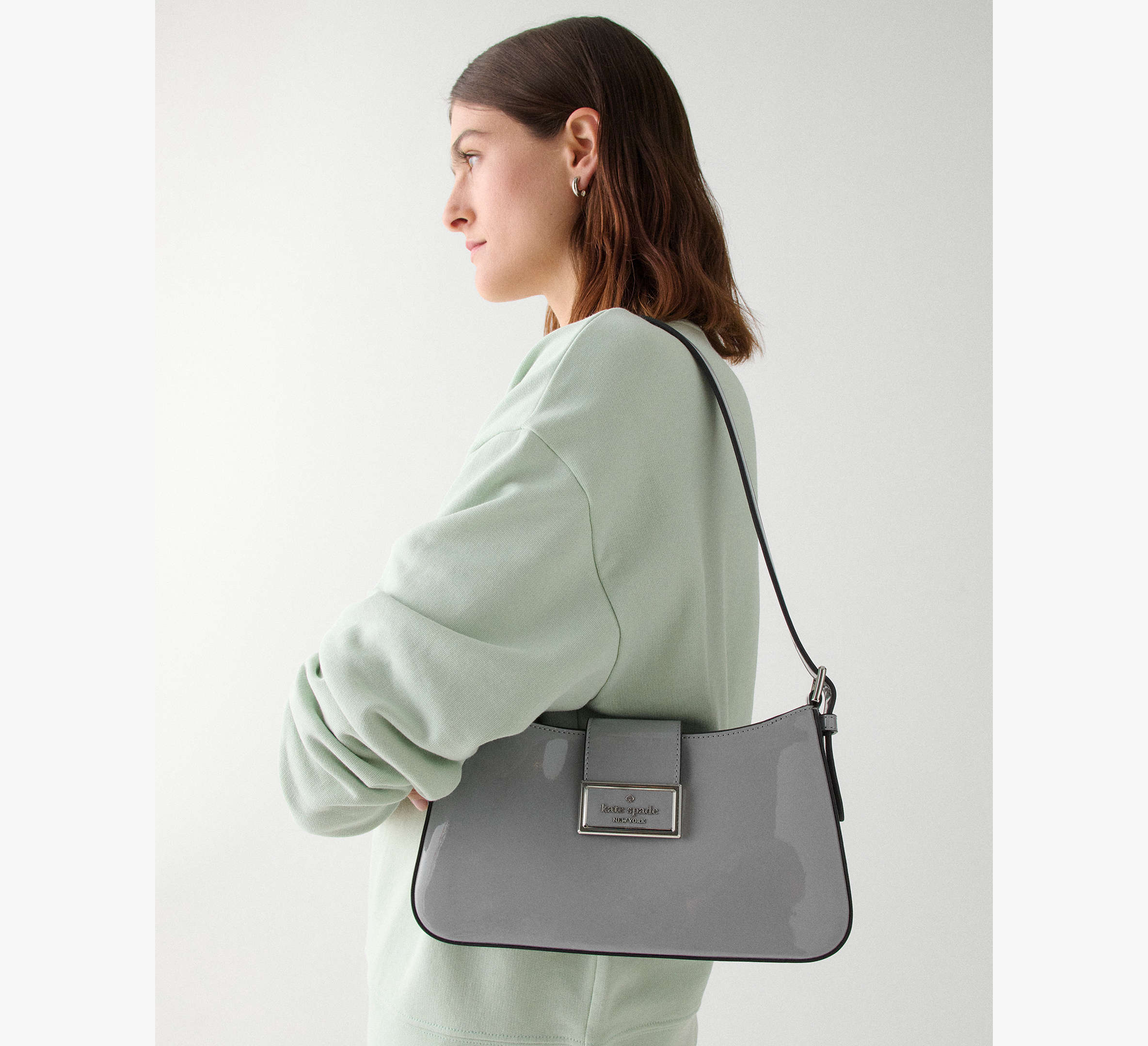 Reegan Patent Fabric Small Shoulder Bag