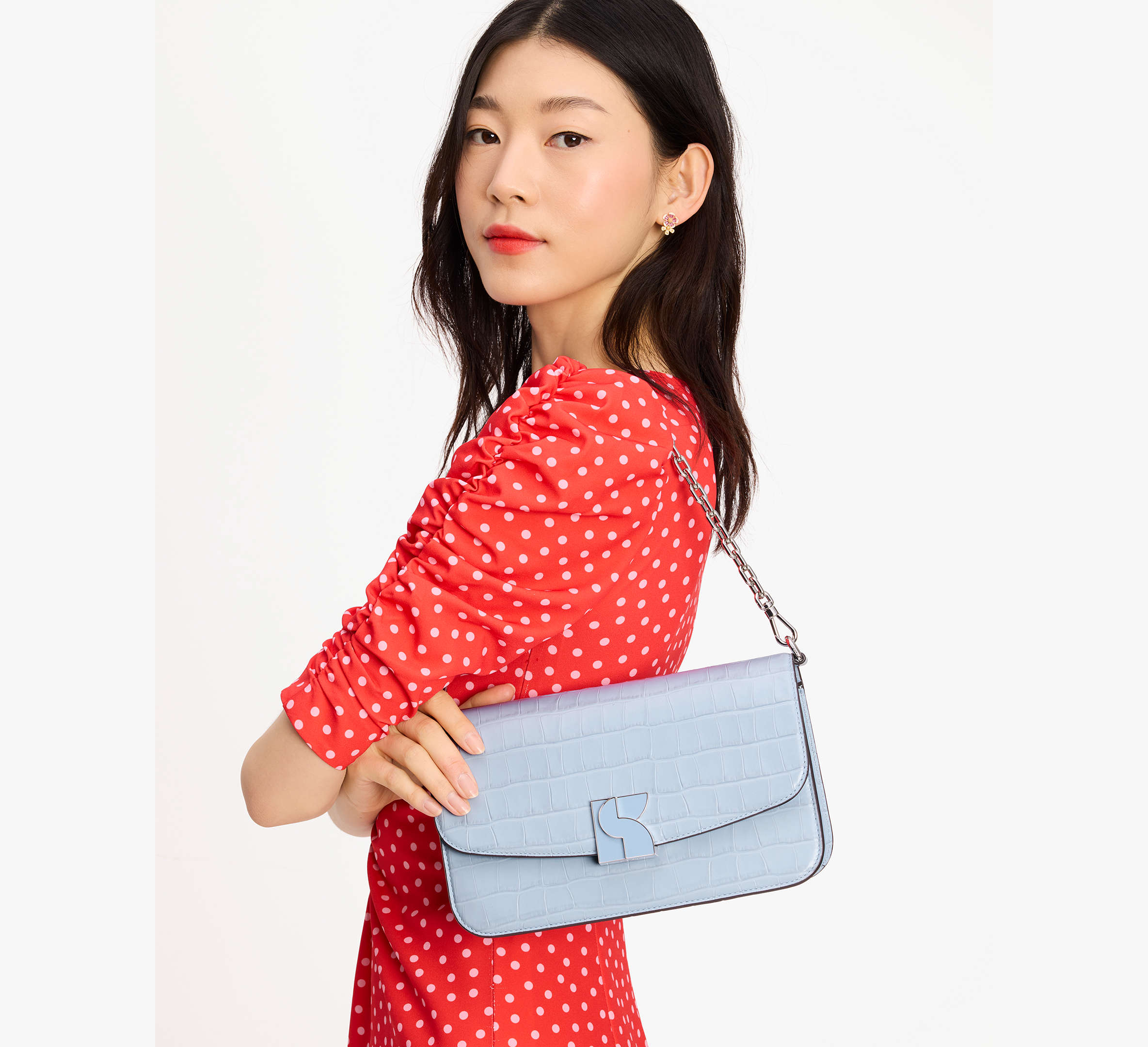 Dakota Croc-embossed Medium Convertible Shoulder Bag